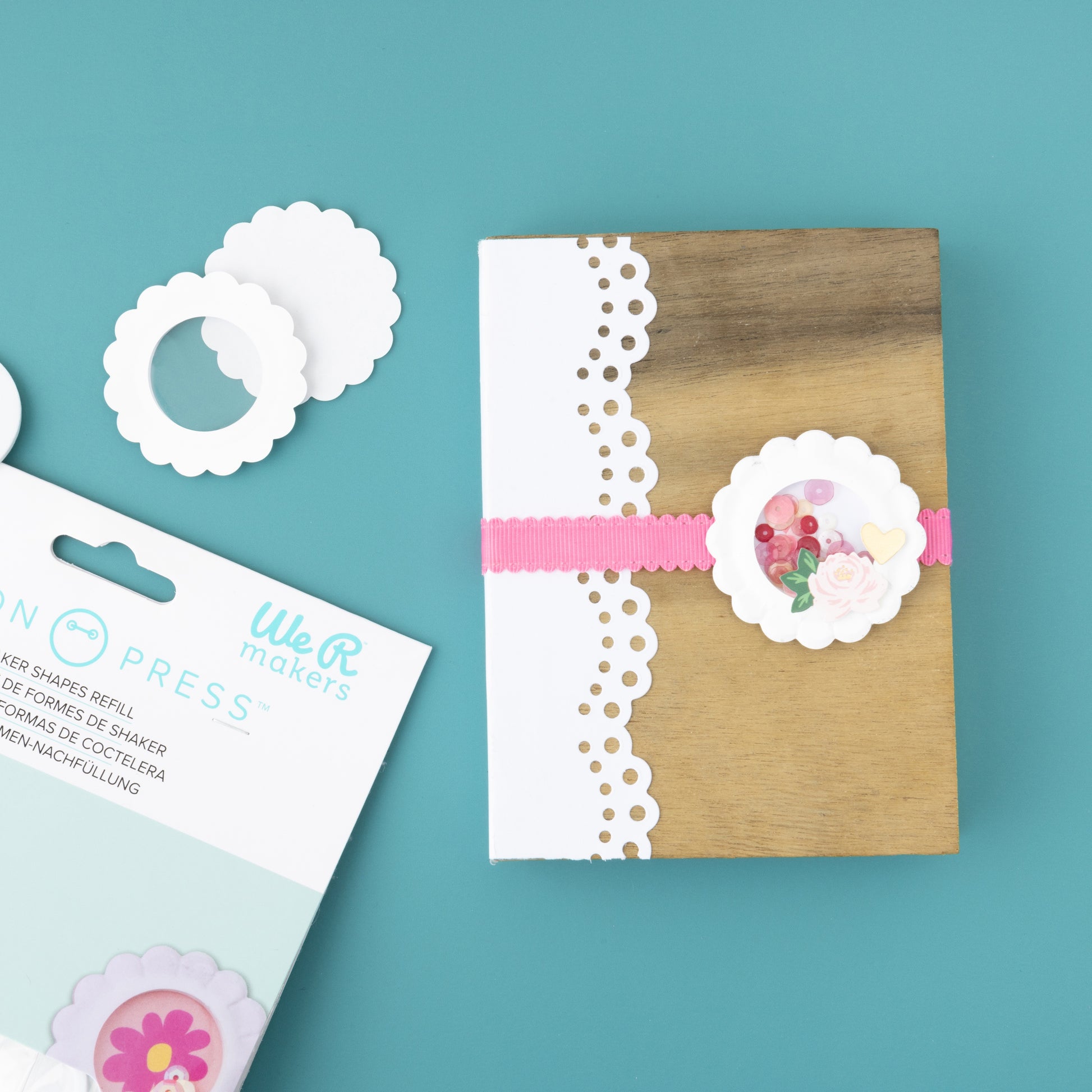 We R Scallop Circle Button Press Insert and Sticker/Shaker Refills