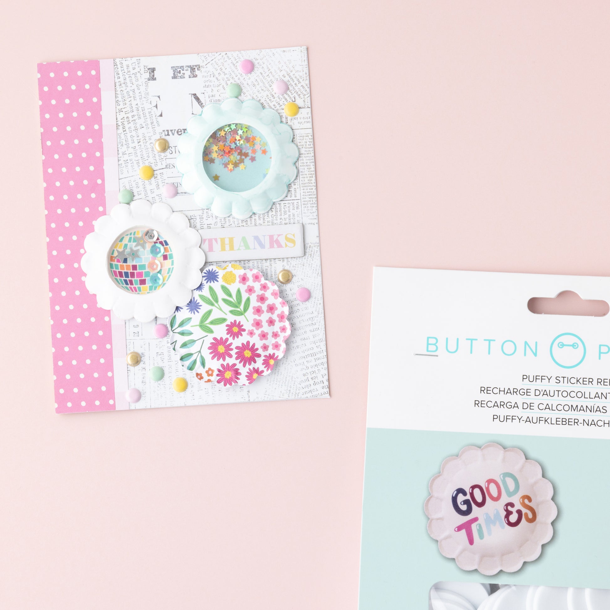 We R Scallop Circle Button Press Insert and Sticker/Shaker Refills