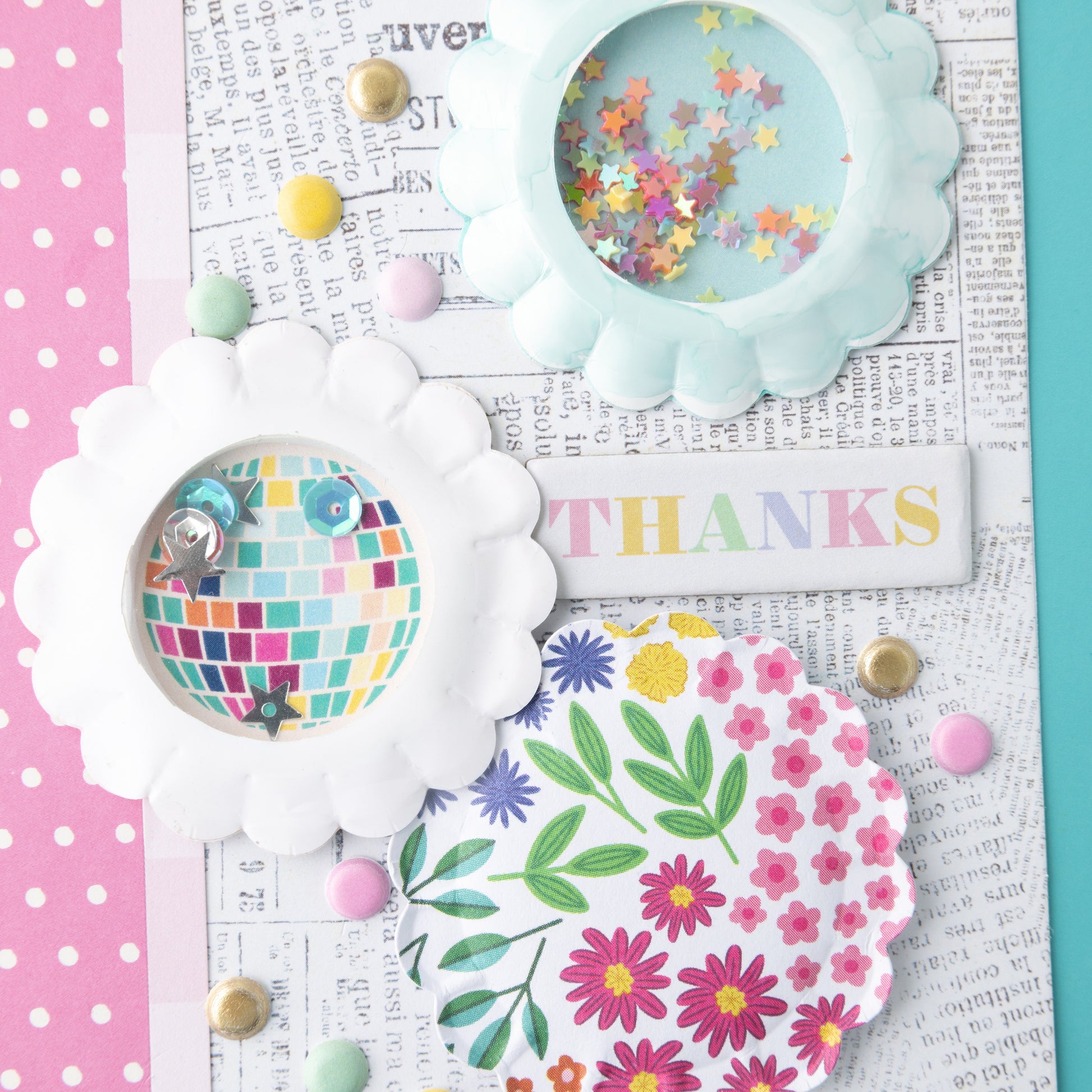 We R Scallop Circle Button Press Insert and Sticker/Shaker Refills