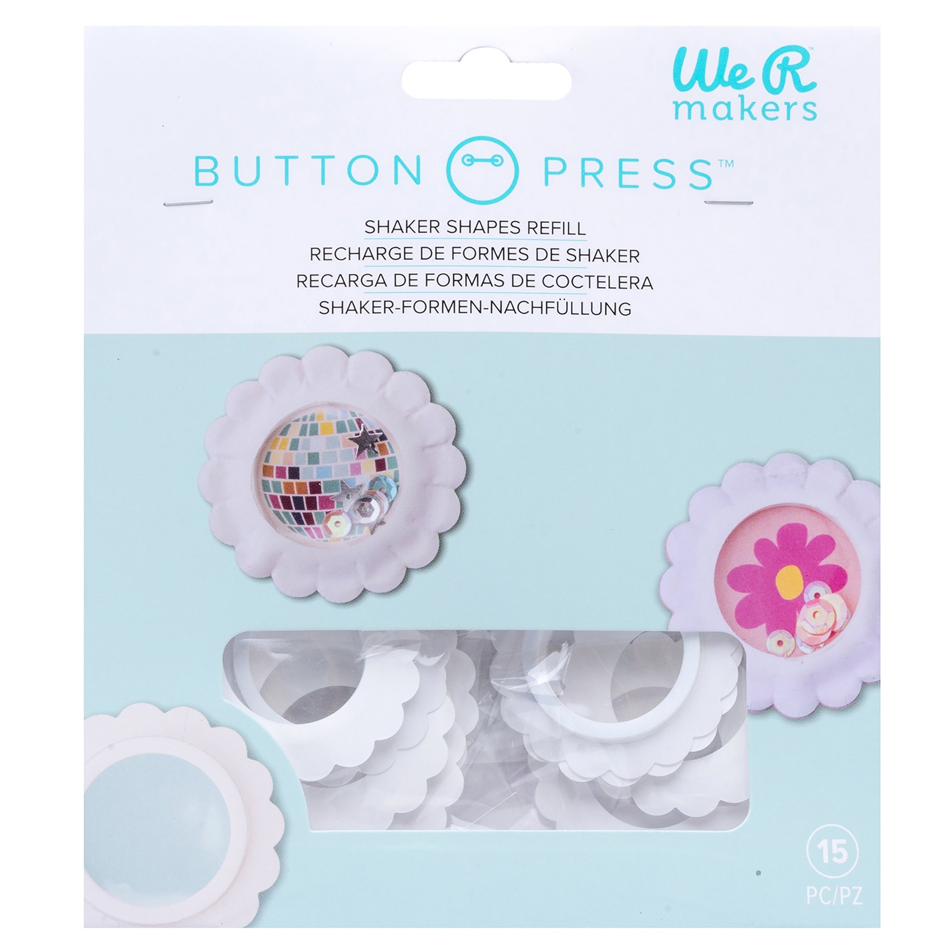 We R Scallop Circle Button Press Insert and Sticker/Shaker Refills