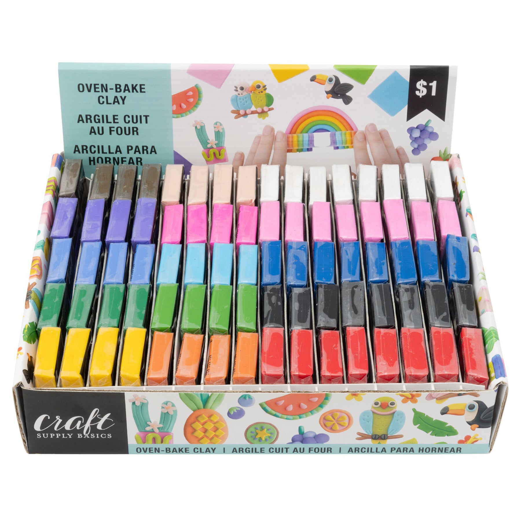 American Crafts Oven-Bake Clay -  Counter Di15 Assorted Colors, 80 pcs Total