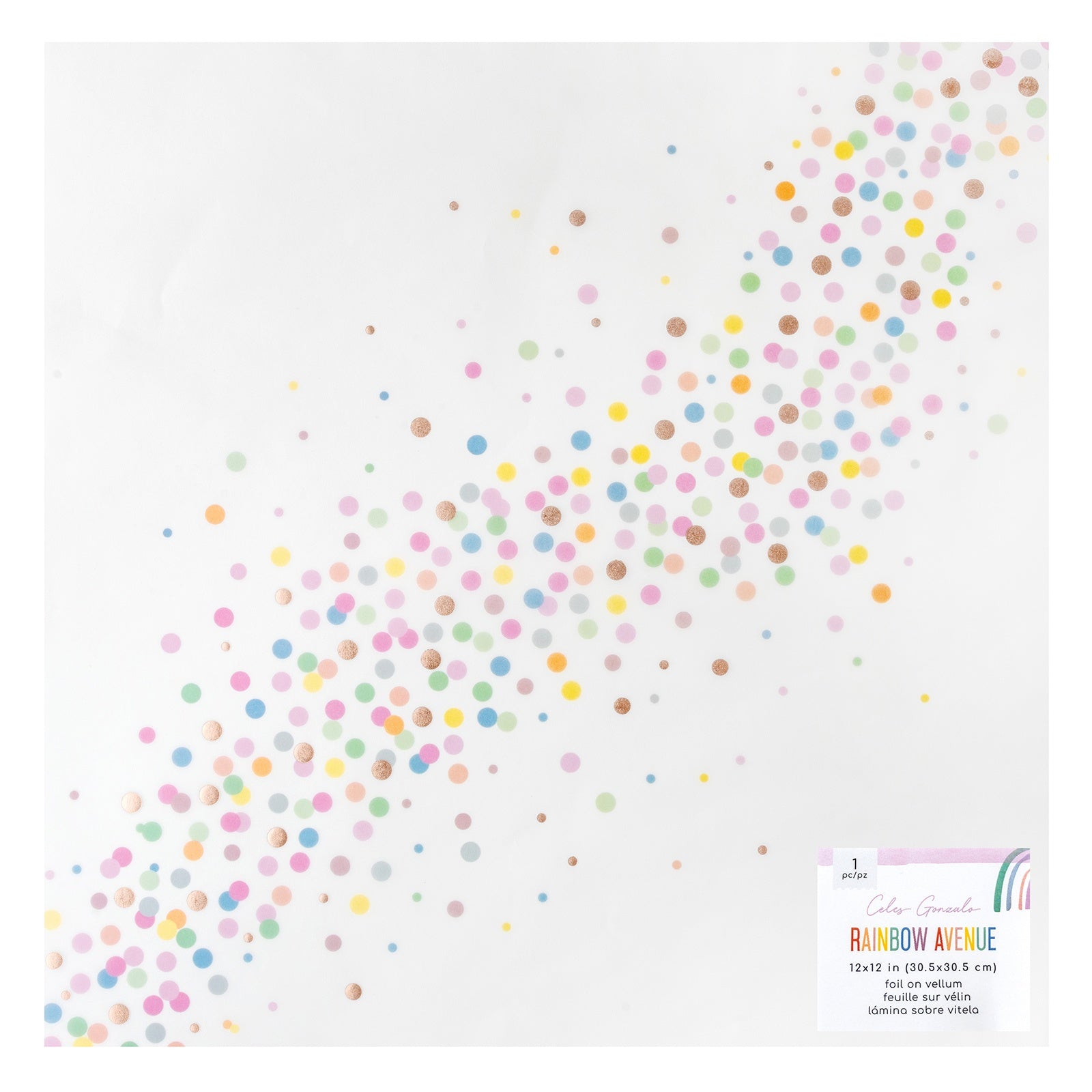 Rainbow Avenue 12x12" Vellum Specialty Paper with Rose Gold Foil, 15 pack