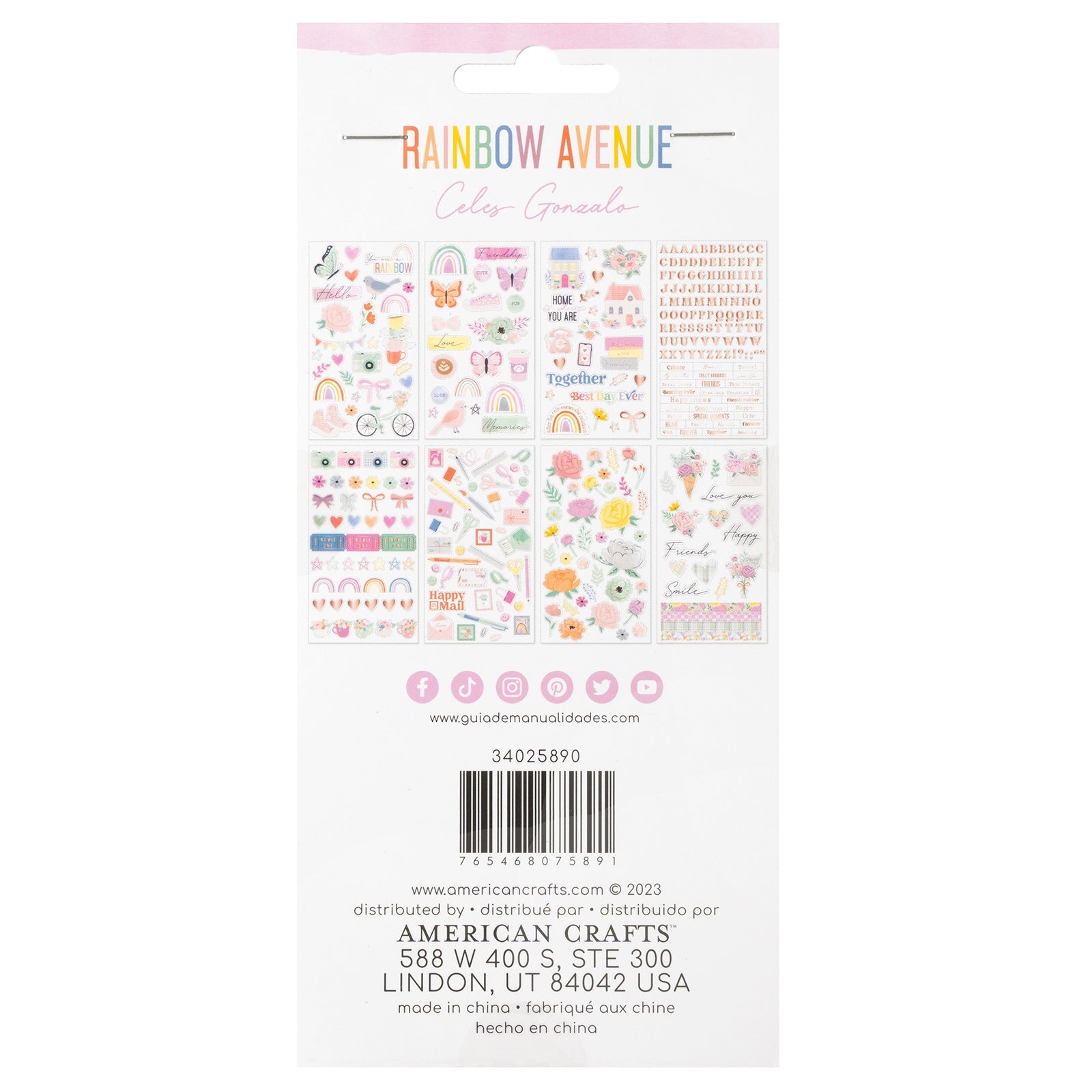 American Crafts Rainbow Avenue Sticker Book - Rose Gold Foil