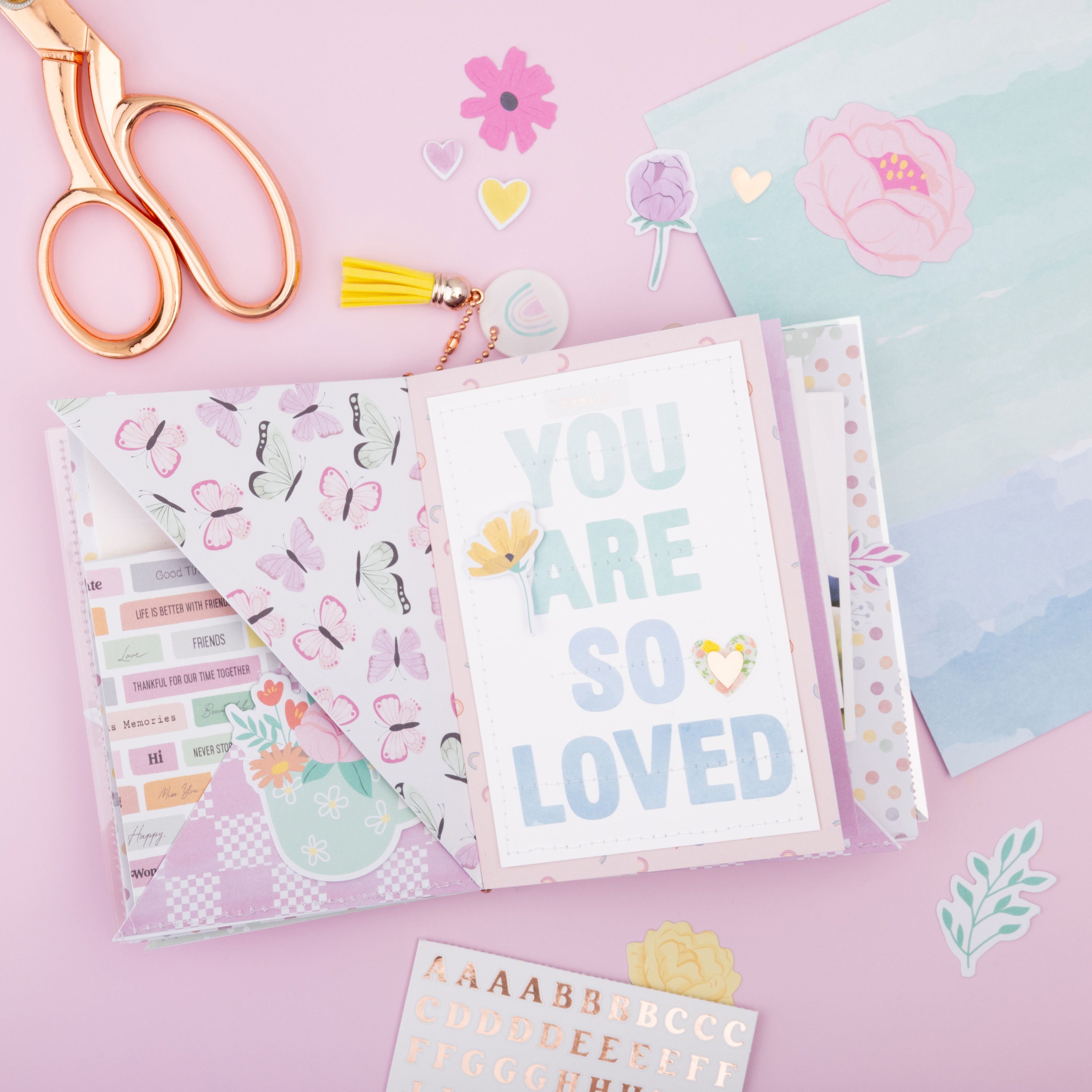 American Crafts Rainbow Avenue Sticker Book - Rose Gold Foil