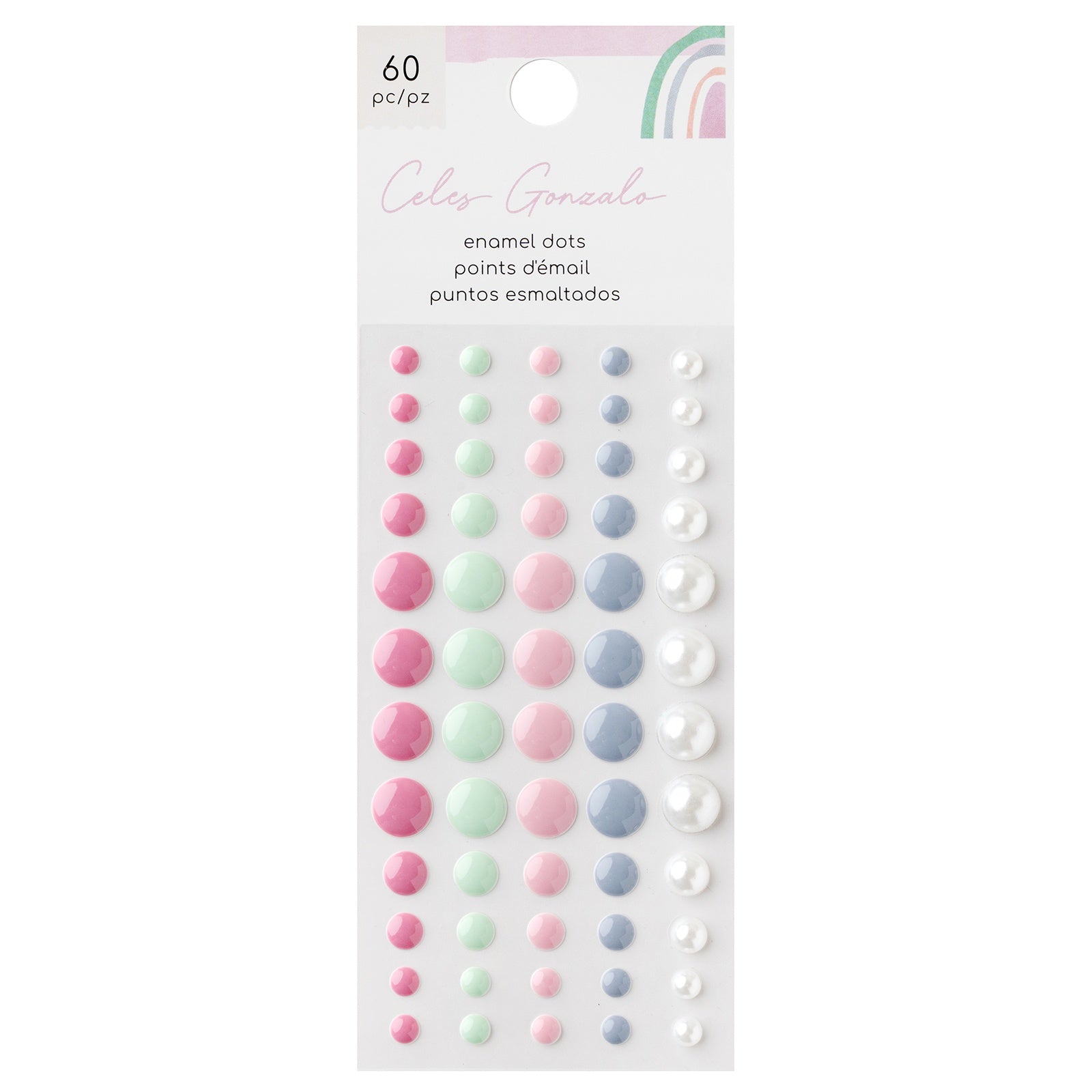 American Crafts Rainbow Avenue Enamel Dots - Iridescent Glitter, 60 pack