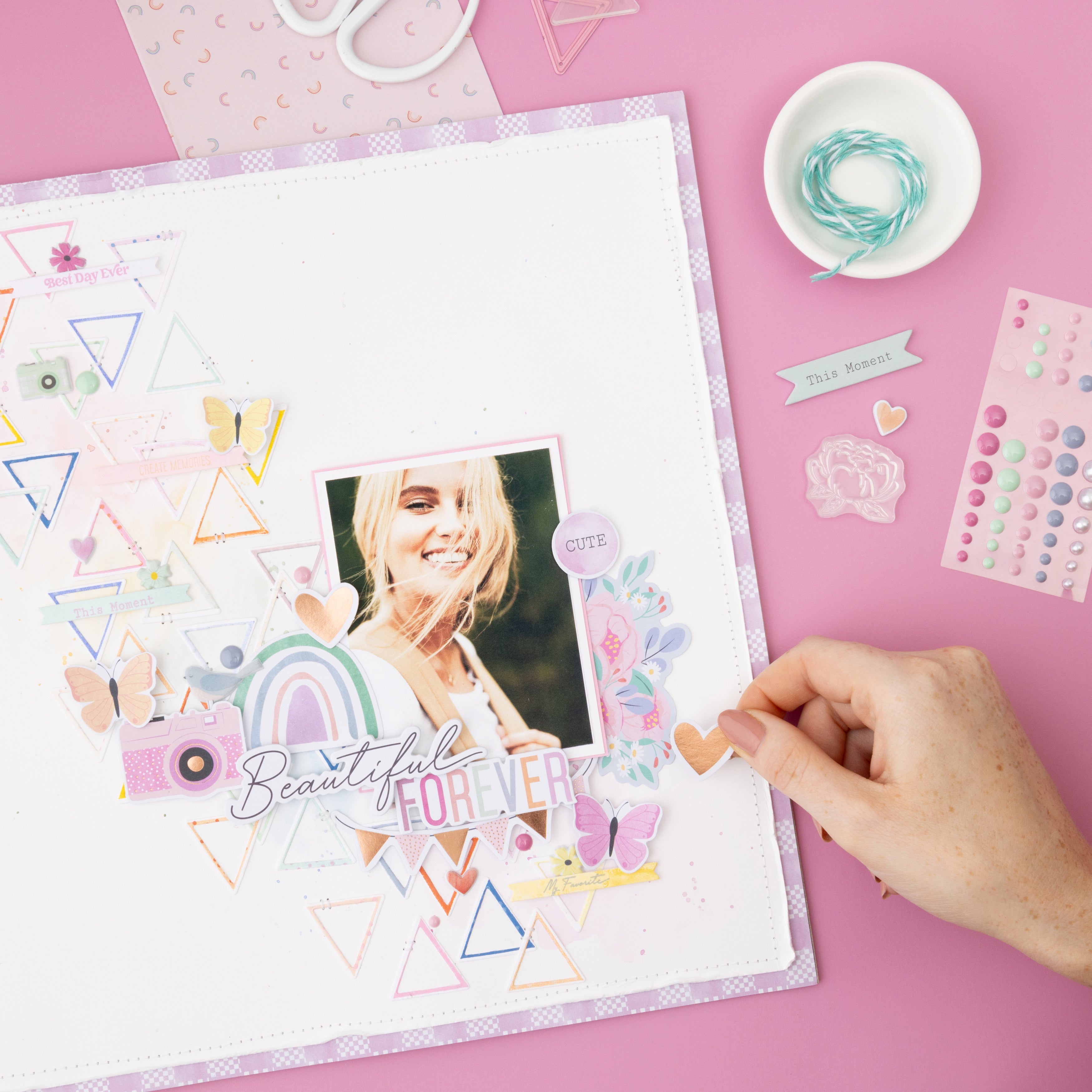 American Crafts Rainbow Avenue Enamel Dots - Iridescent Glitter, 60 pack