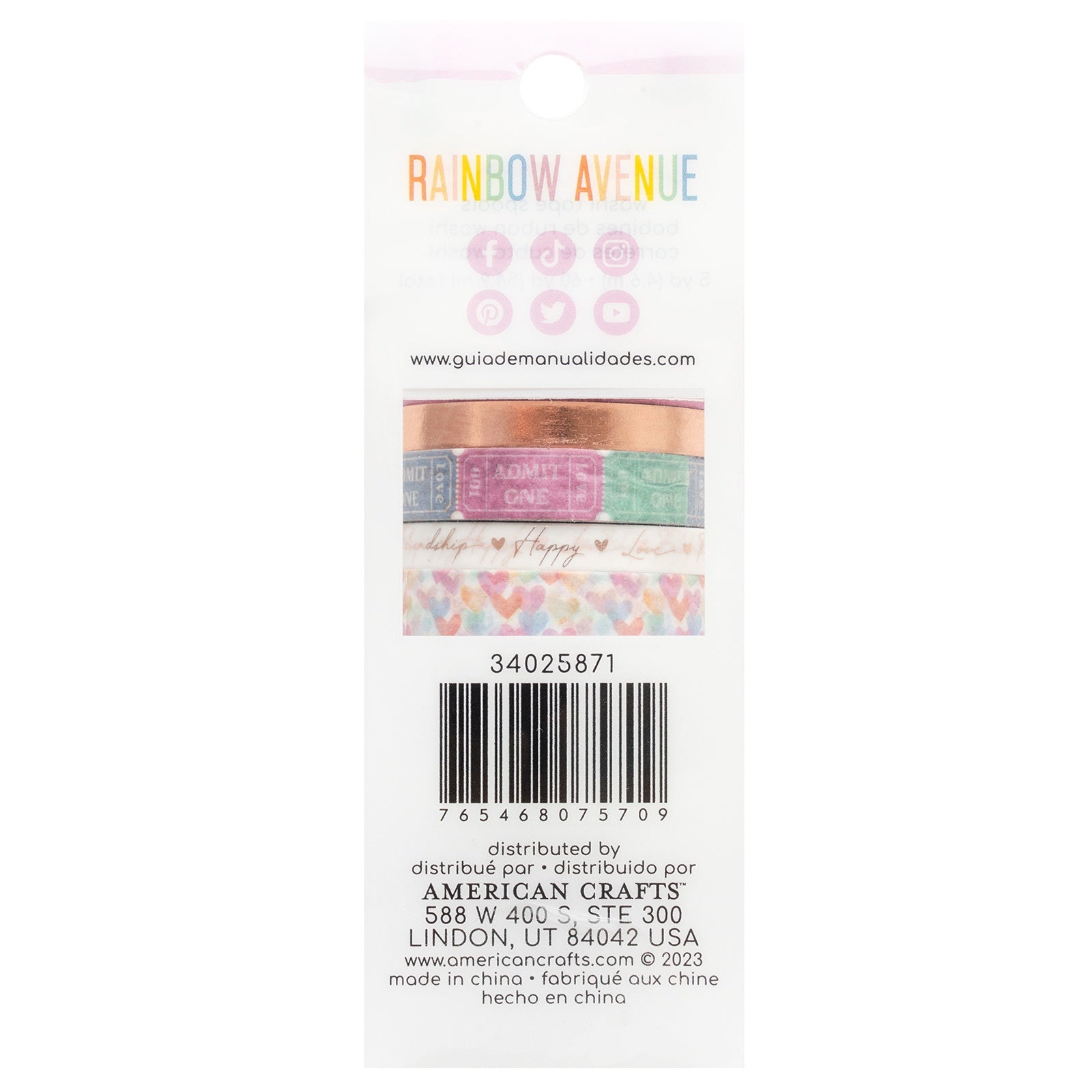 American Crafts Rainbow Avenue Rose Gold Foil Washi Tape - 12 Pack