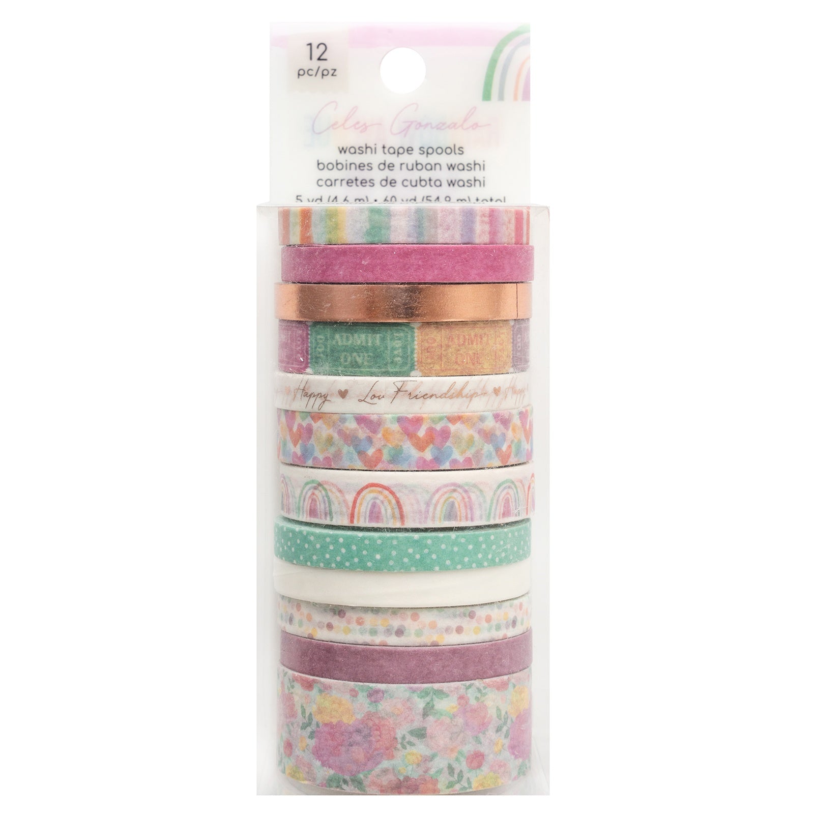 American Crafts Rainbow Avenue Rose Gold Foil Washi Tape - 12 Pack