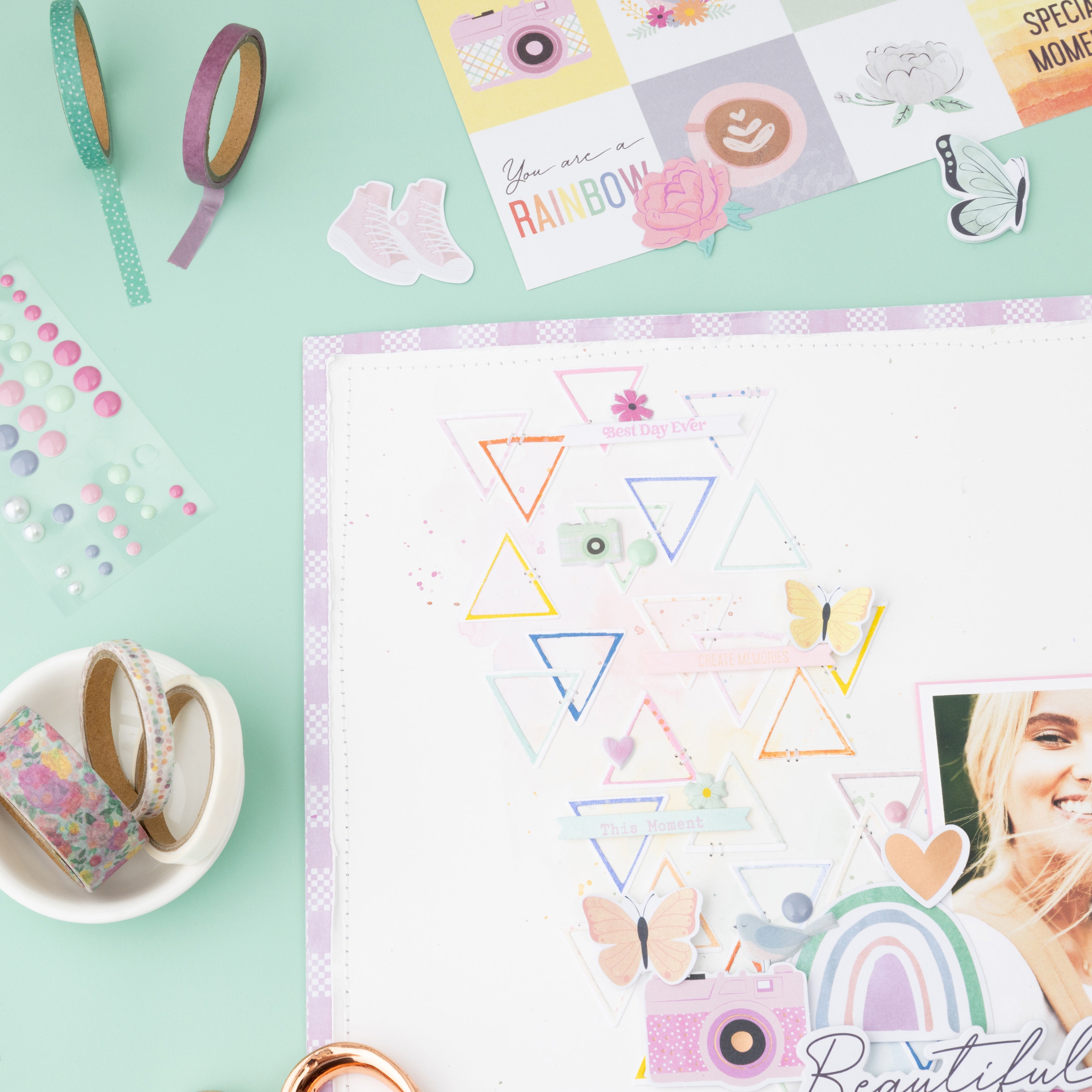 American Crafts Rainbow Avenue Rose Gold Foil Washi Tape - 12 Pack