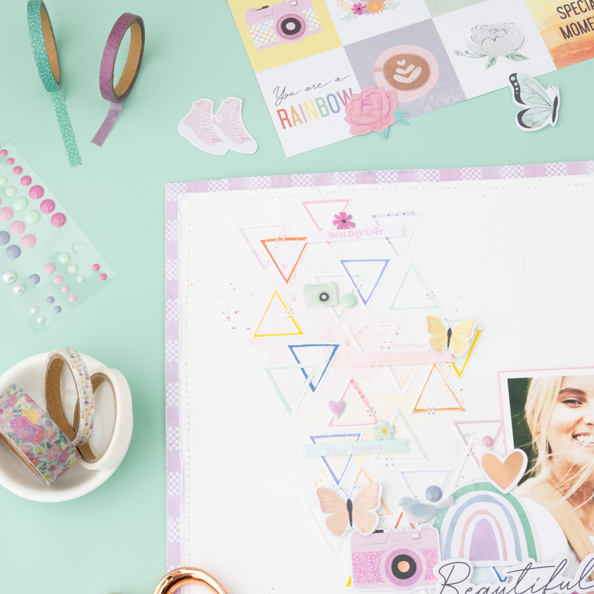 American Crafts Rainbow Avenue Rose Gold Foil Washi Tape Set