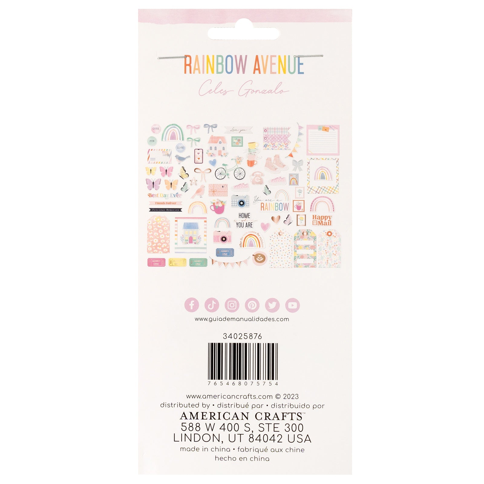 American Crafts Rainbow Avenue Icons Ephemera Die Cuts Set