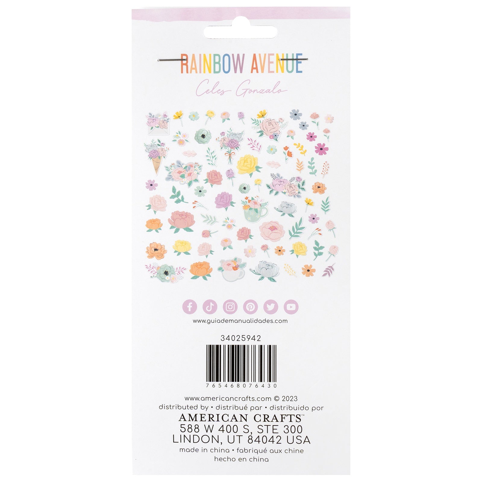 American Crafts Rainbow Avenue Floral Ephemera Die Cuts Set