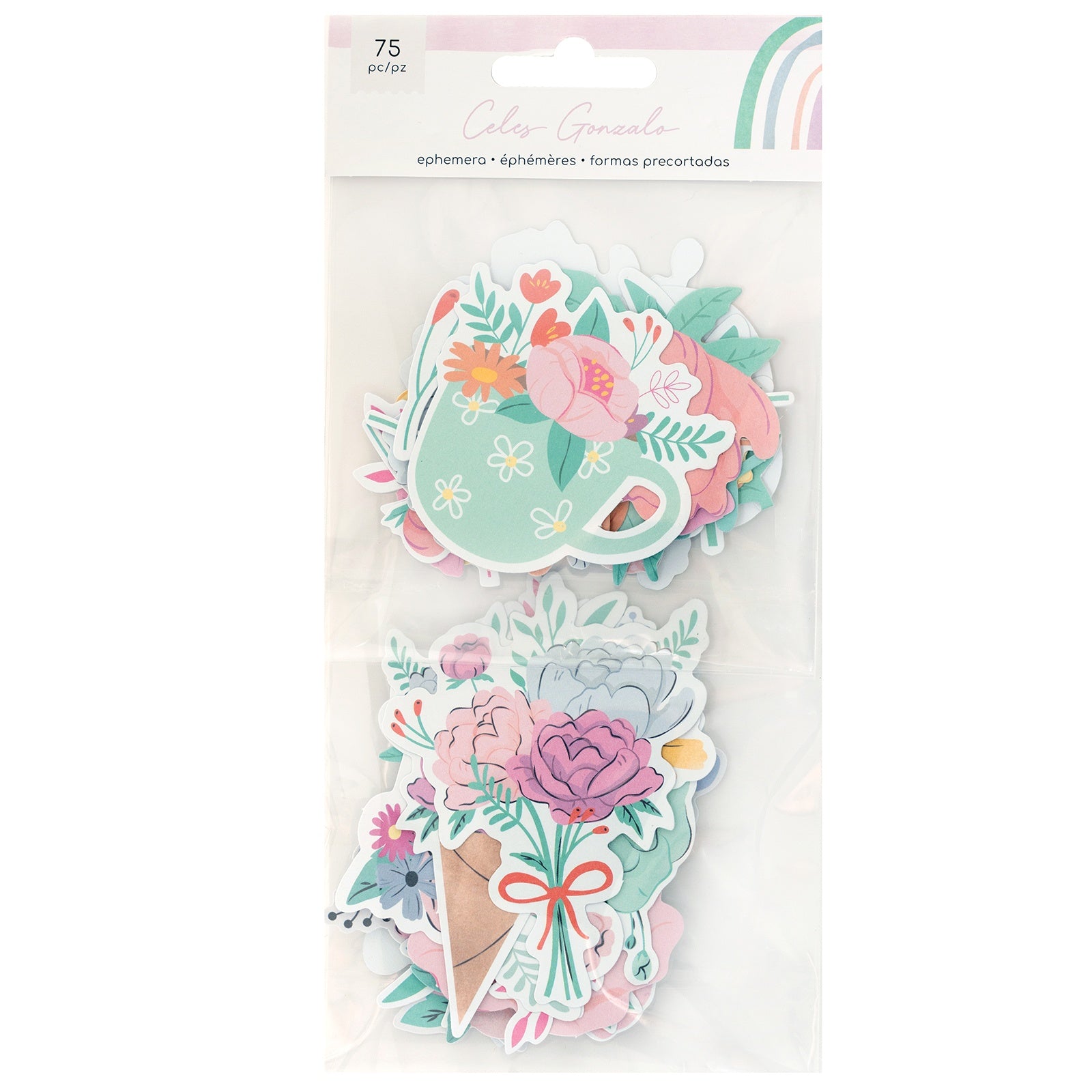 American Crafts Rainbow Avenue Floral Ephemera Die Cuts Set