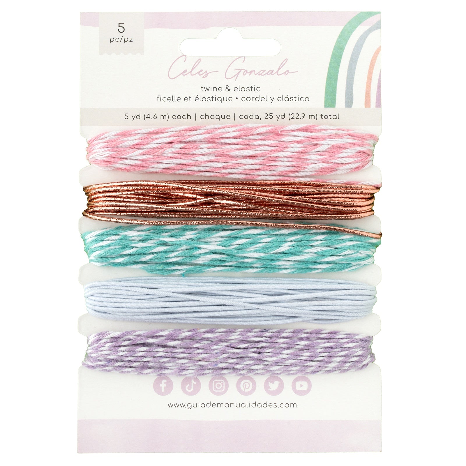 American Crafts Rainbow Avenue Baker's Twine and Elastic Trim Set