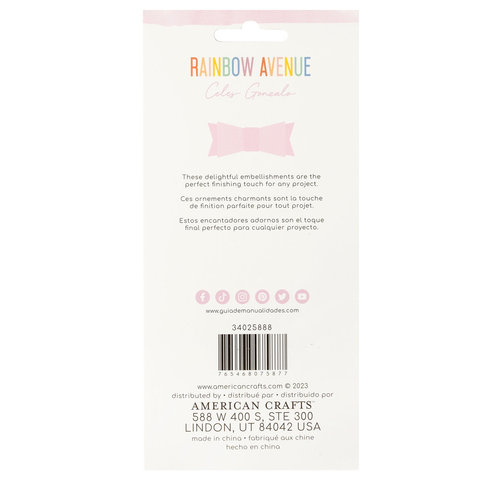 American Crafts Rainbow Avenue Bows - 12 pack