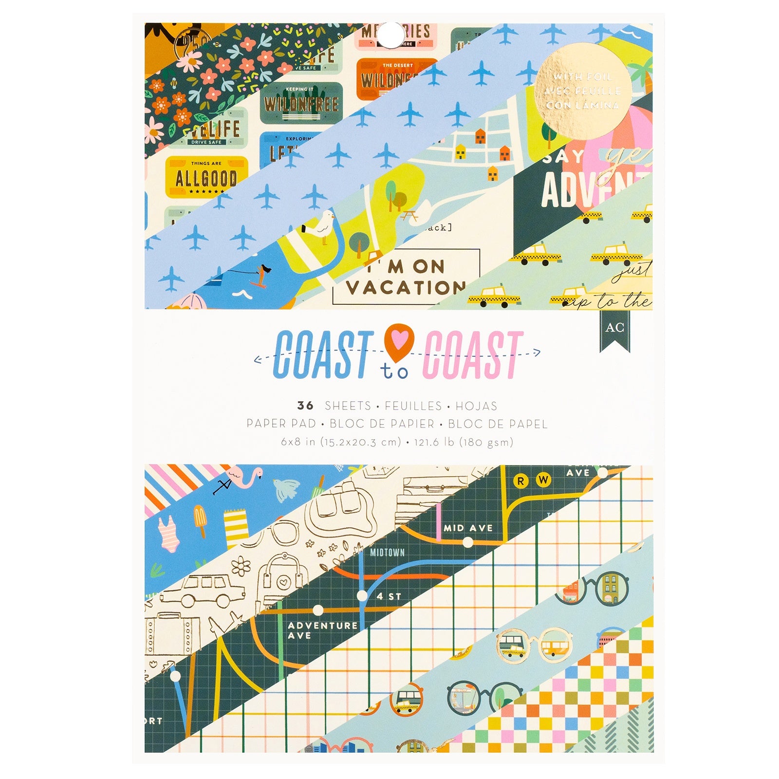 Coast-to-Coast 6x8" Single-Sided Paper Pad with Gold Foil