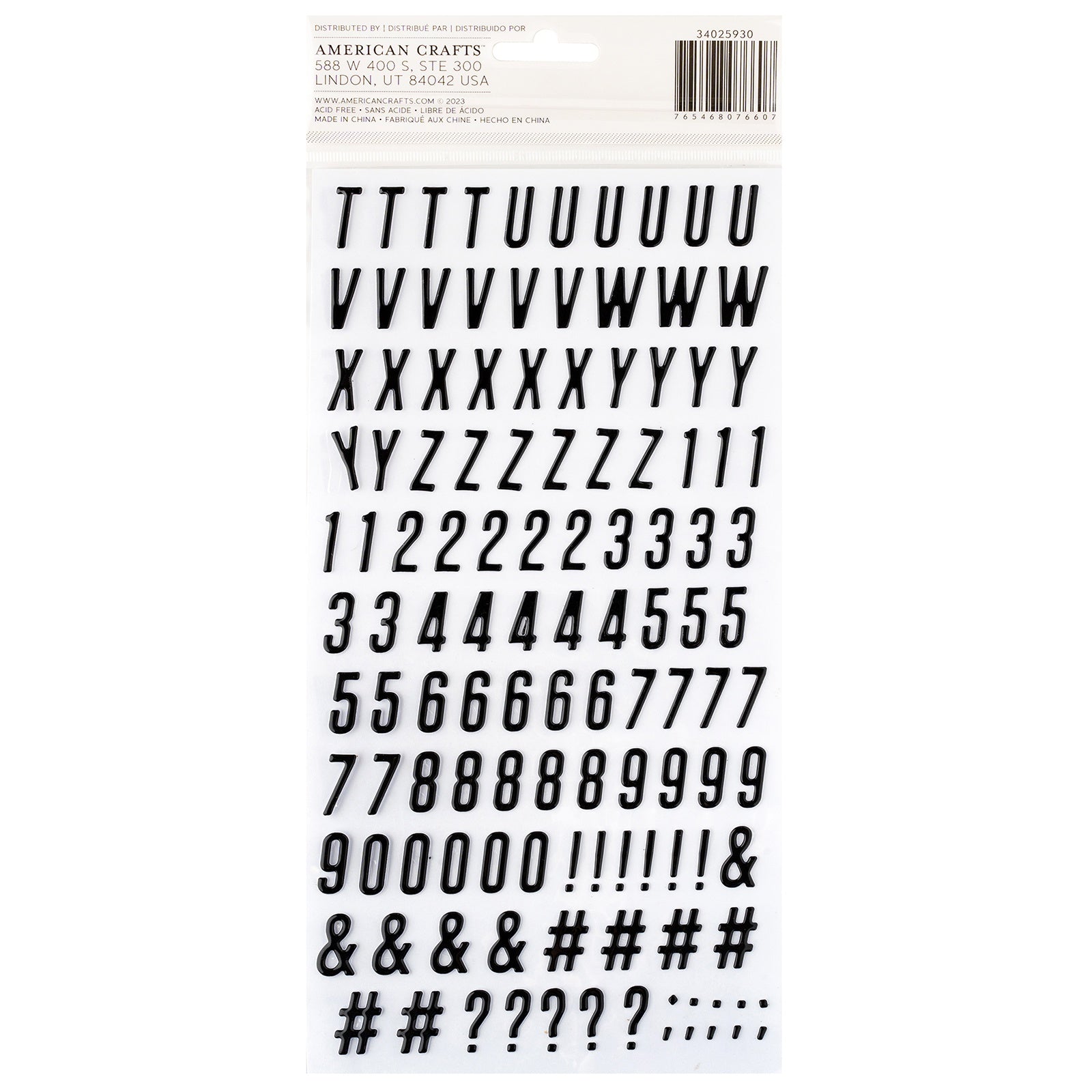 American Crafts Coast to Coast Thickers Stickers - Alpha,  245 Pieces