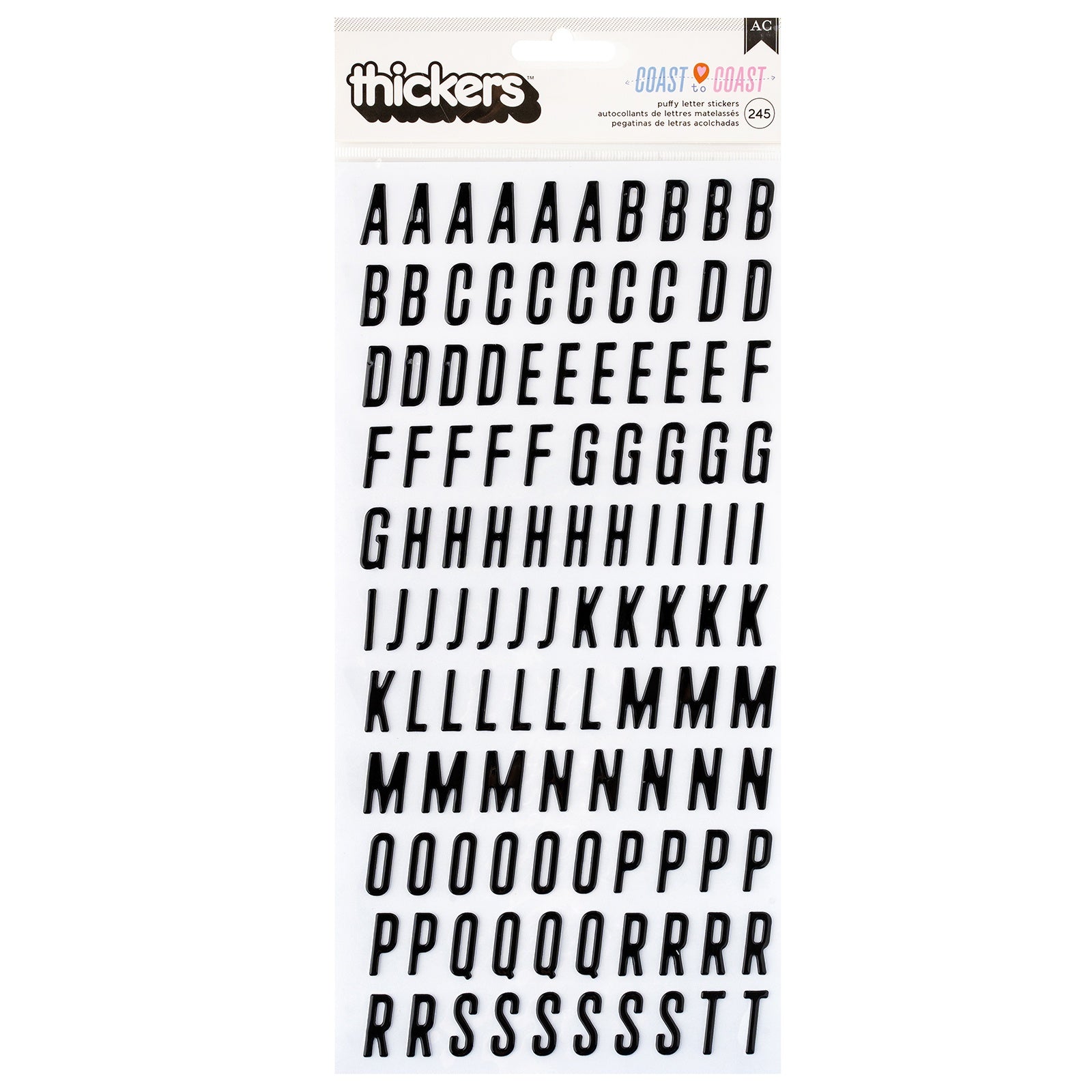 American Crafts Coast to Coast Thickers Stickers - Alpha,  245 Pieces