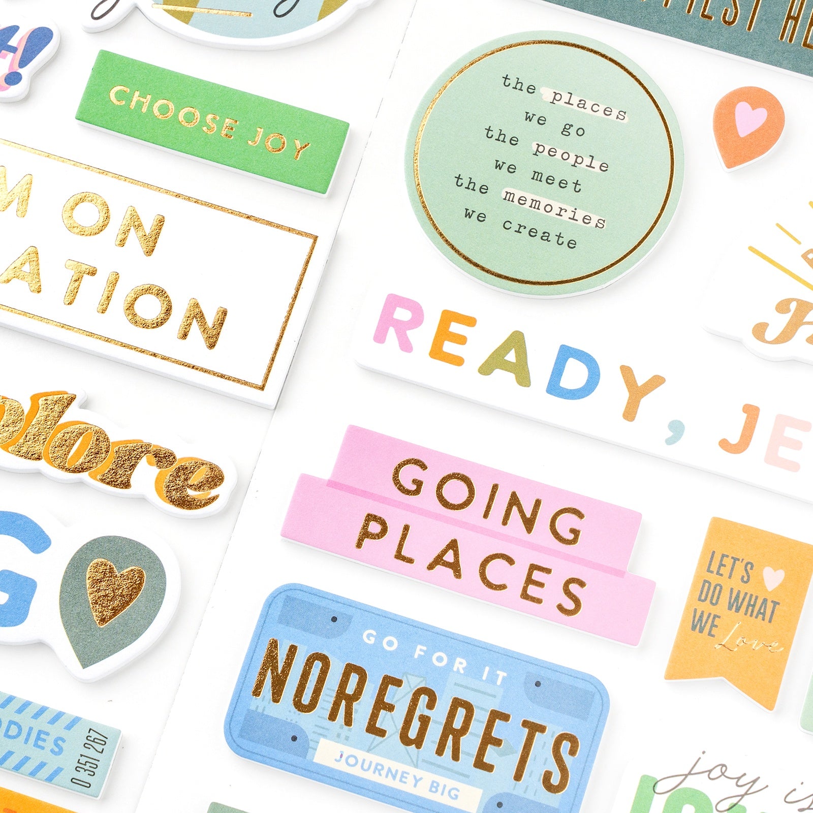 American Crafts Coast to Coast Thickers Stickers - Phrase, 89 Pieces