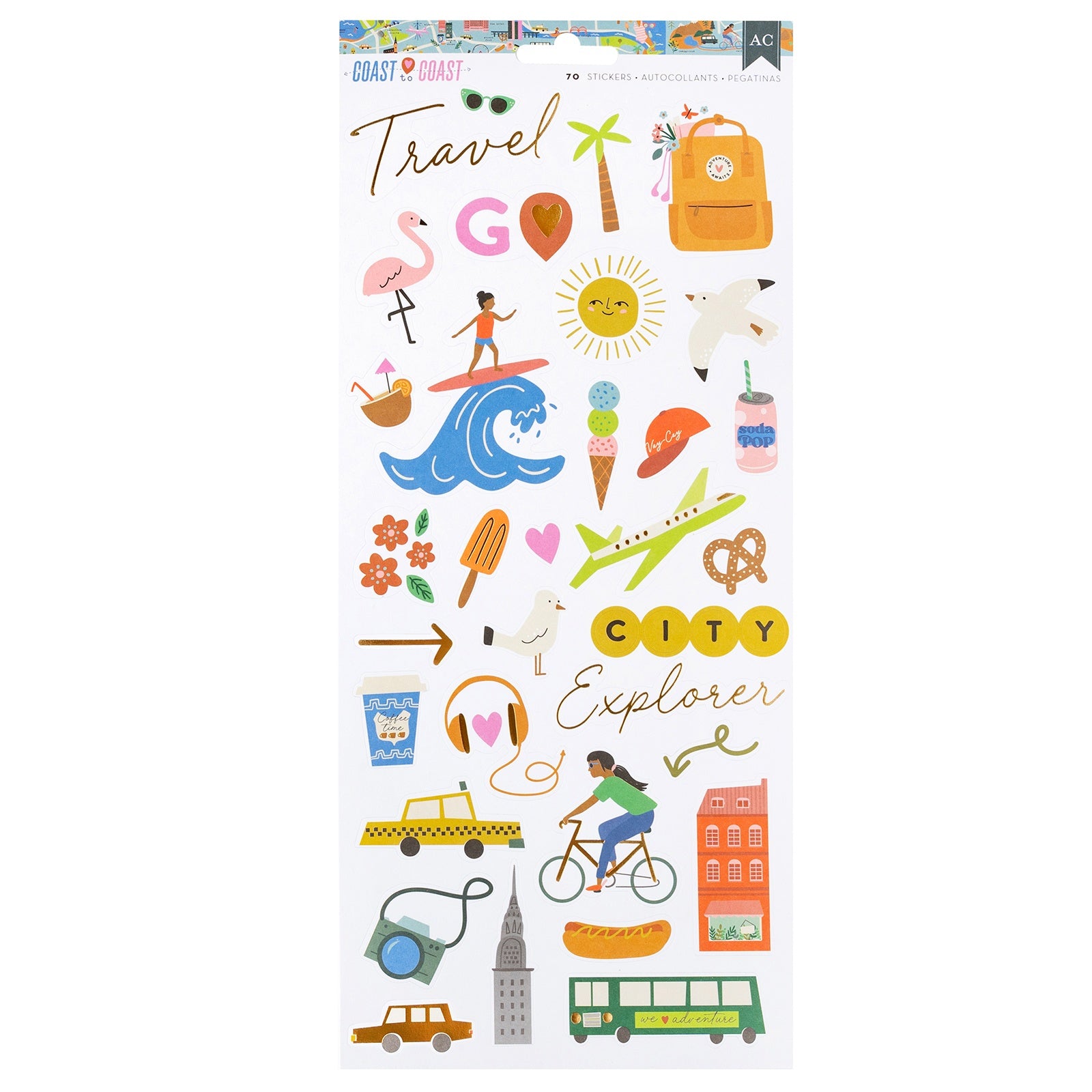 American Crafts Cardstock Stickers - Coast-to-Coast, 70  pieces