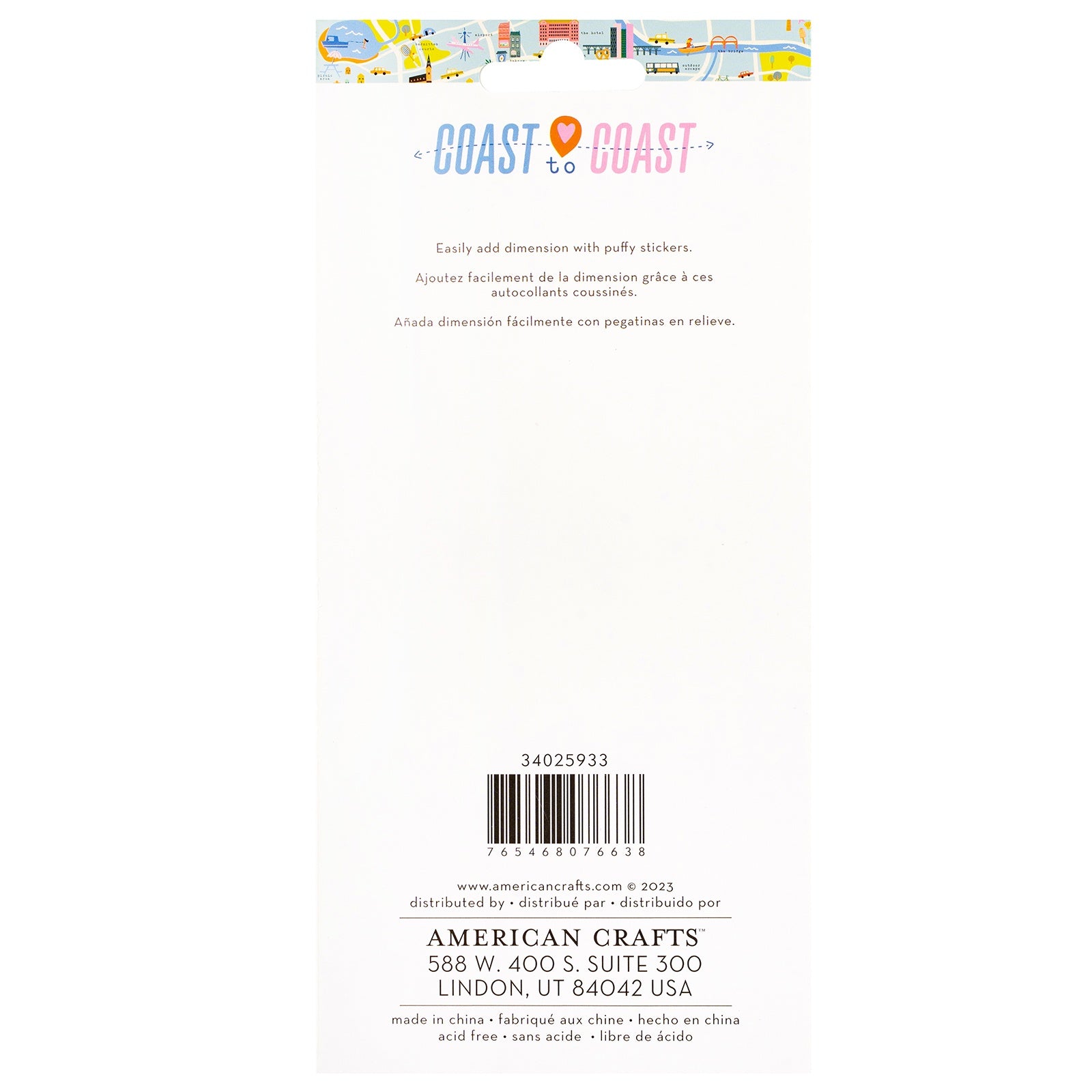 American Crafts Coast to Coast Puffy Stickers - Alpha, 120 Pieces