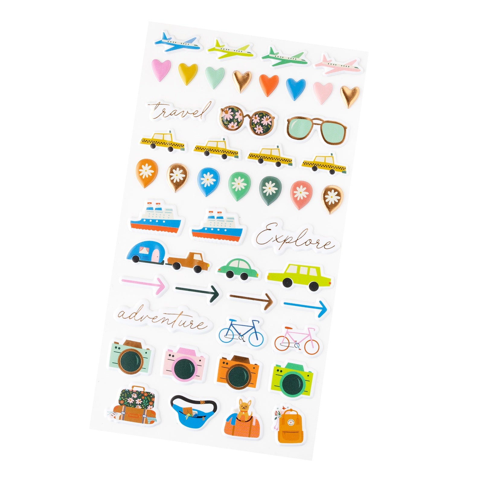 American Crafts Coast to Coast Puffy Stickers- Icons,  47 Pieces
