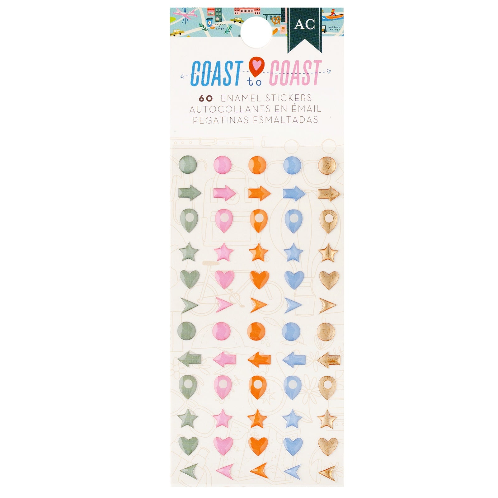 American Crafts Coast to Coast Enamel Dots - Gold Foil, 60 Pieces