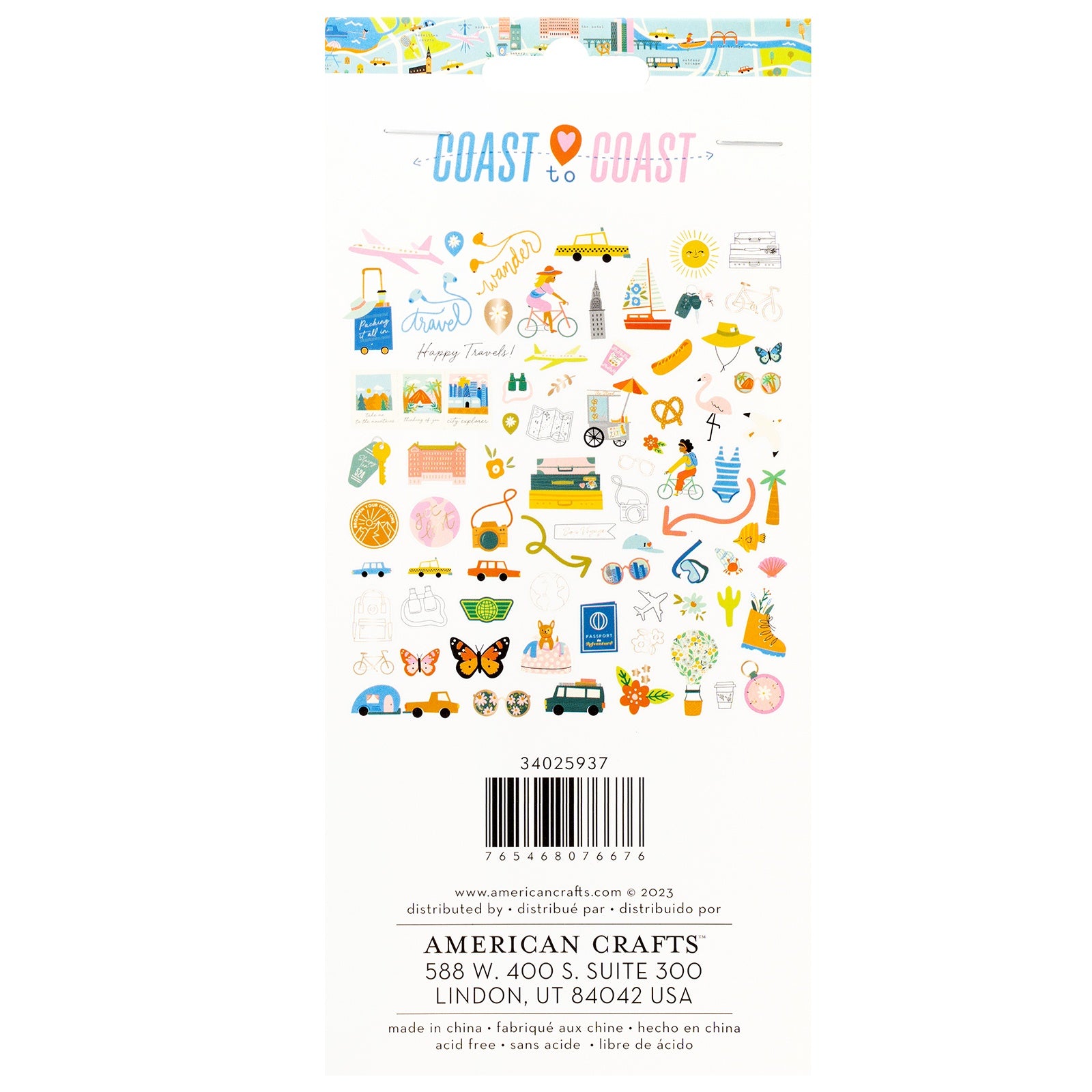 American Crafts Coast to Coast Ephemera Die Cuts - Icons, 76 Pieces