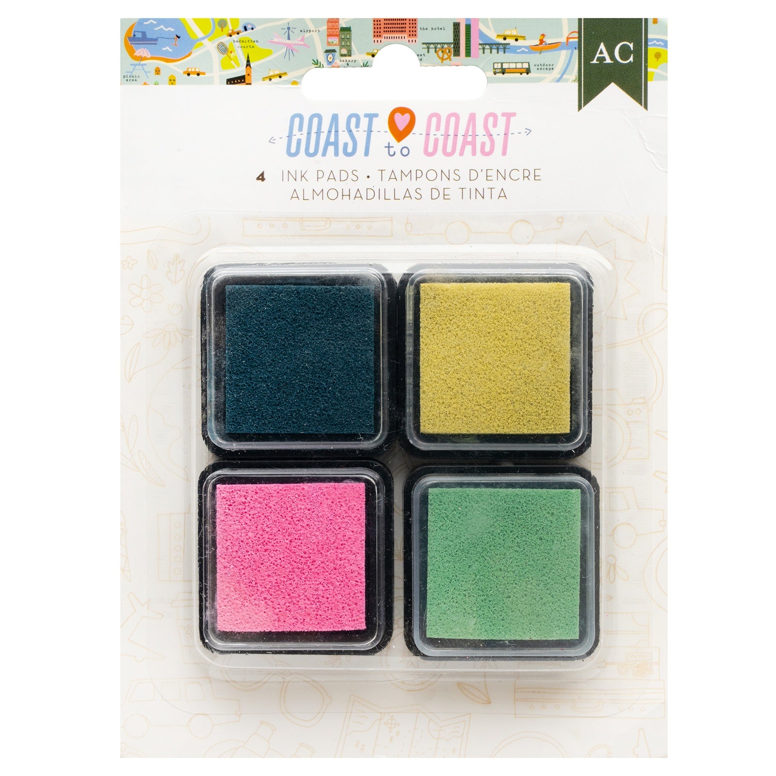American Crafts Coast to Coast Ink Pads, 4 Pack