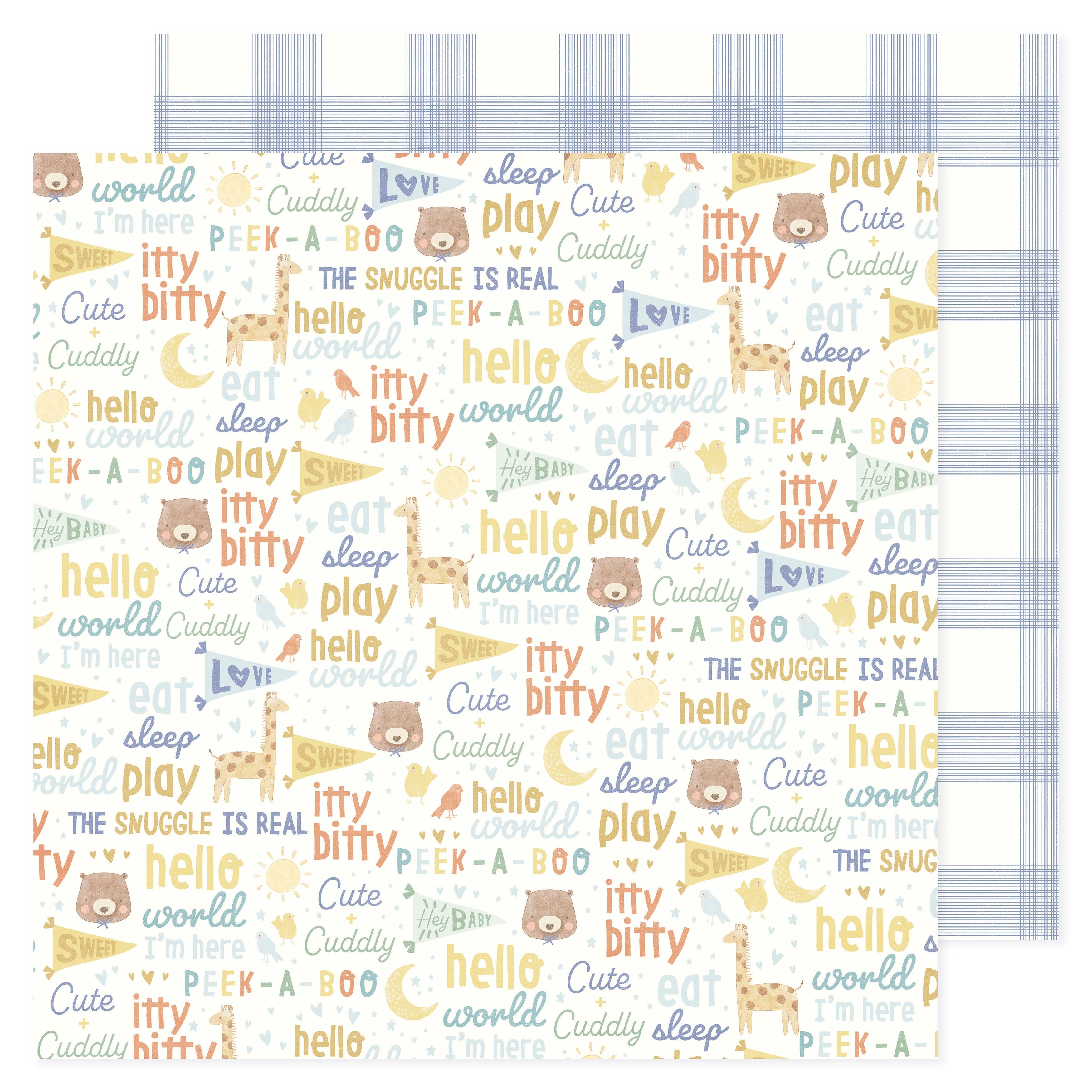 Hello Little Boy 12x12" Patterned Double-Sided Cardstock - 25 Sheets, Assorted Styles