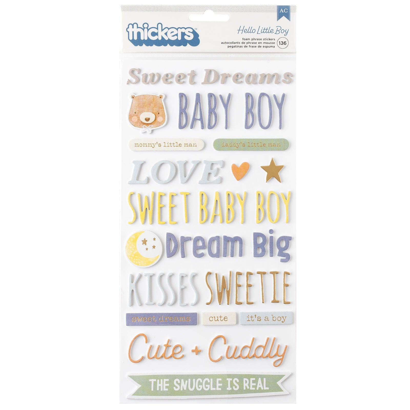 Hello Little Boy Thickers Phrase Stickers - 136 pcs
