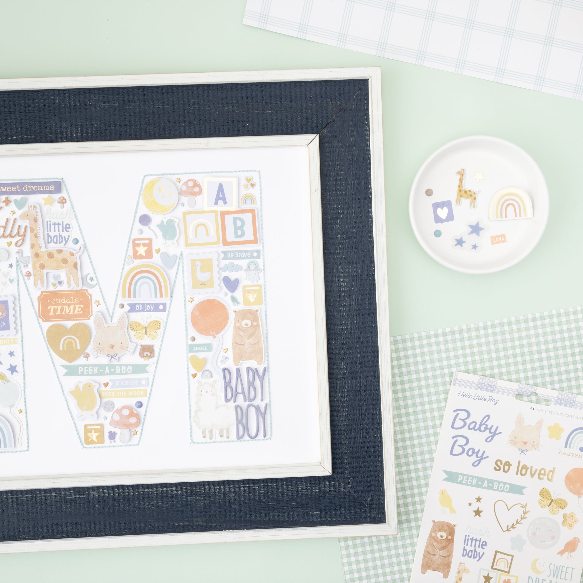 American Crafts Cardstock Stickers - Hello Little Boy, 91 pieces