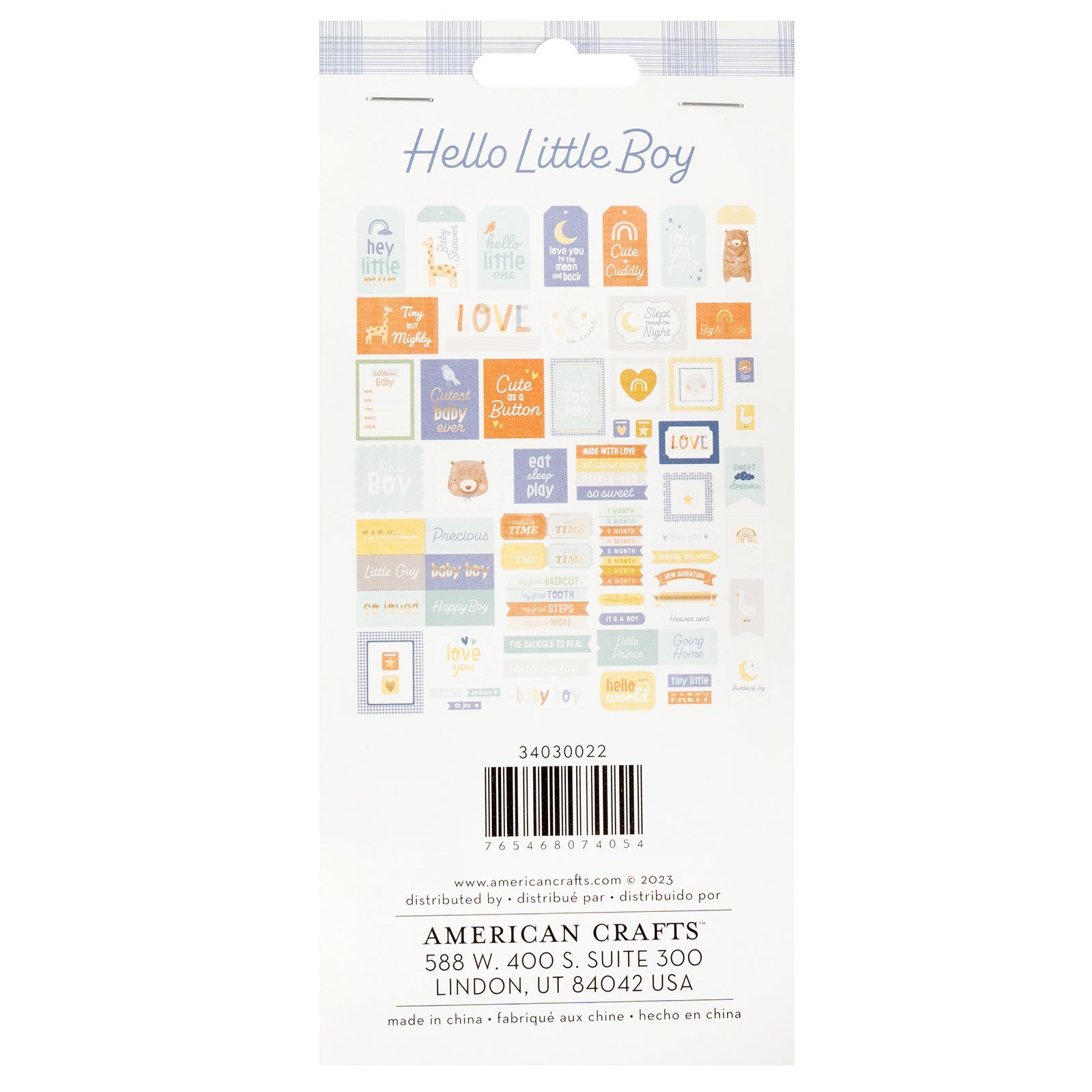 American Crafts Hello Little Boy Ephemera Die Cuts - Journaling, Gold Foil