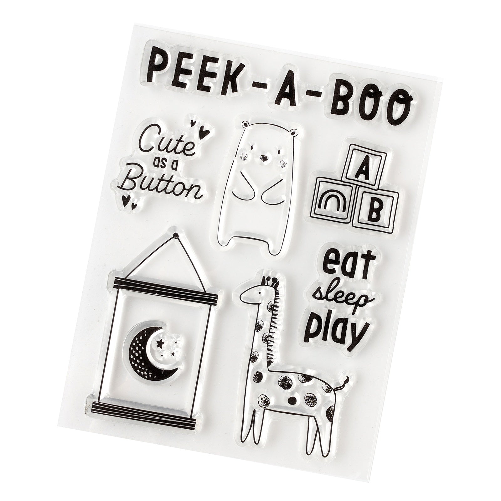 American Crafts Hello Little Boy Mini Stamp Set - 8 Pieces