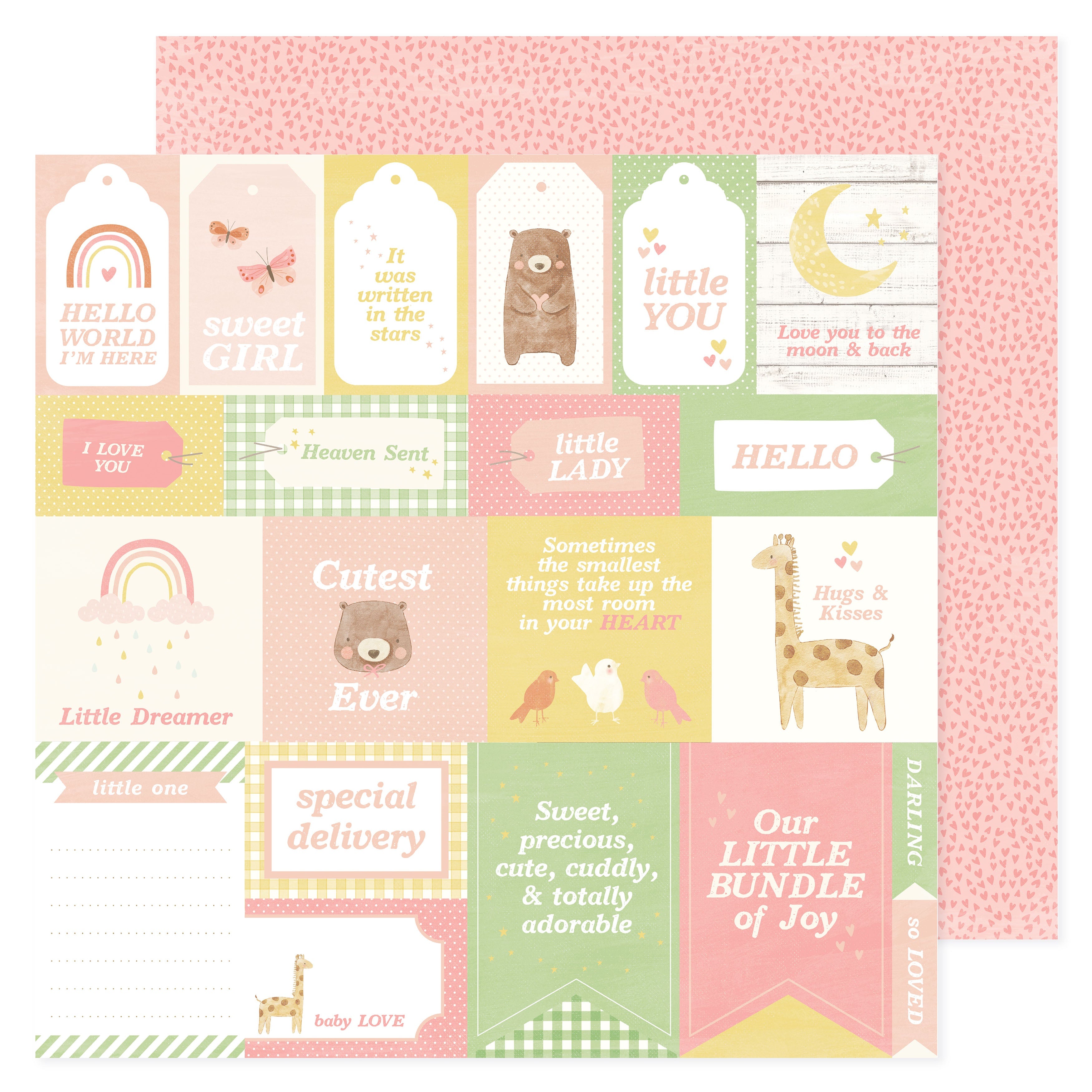 Hello Little Girl 12x12" Patterned Double-Sided Cardstock Packs