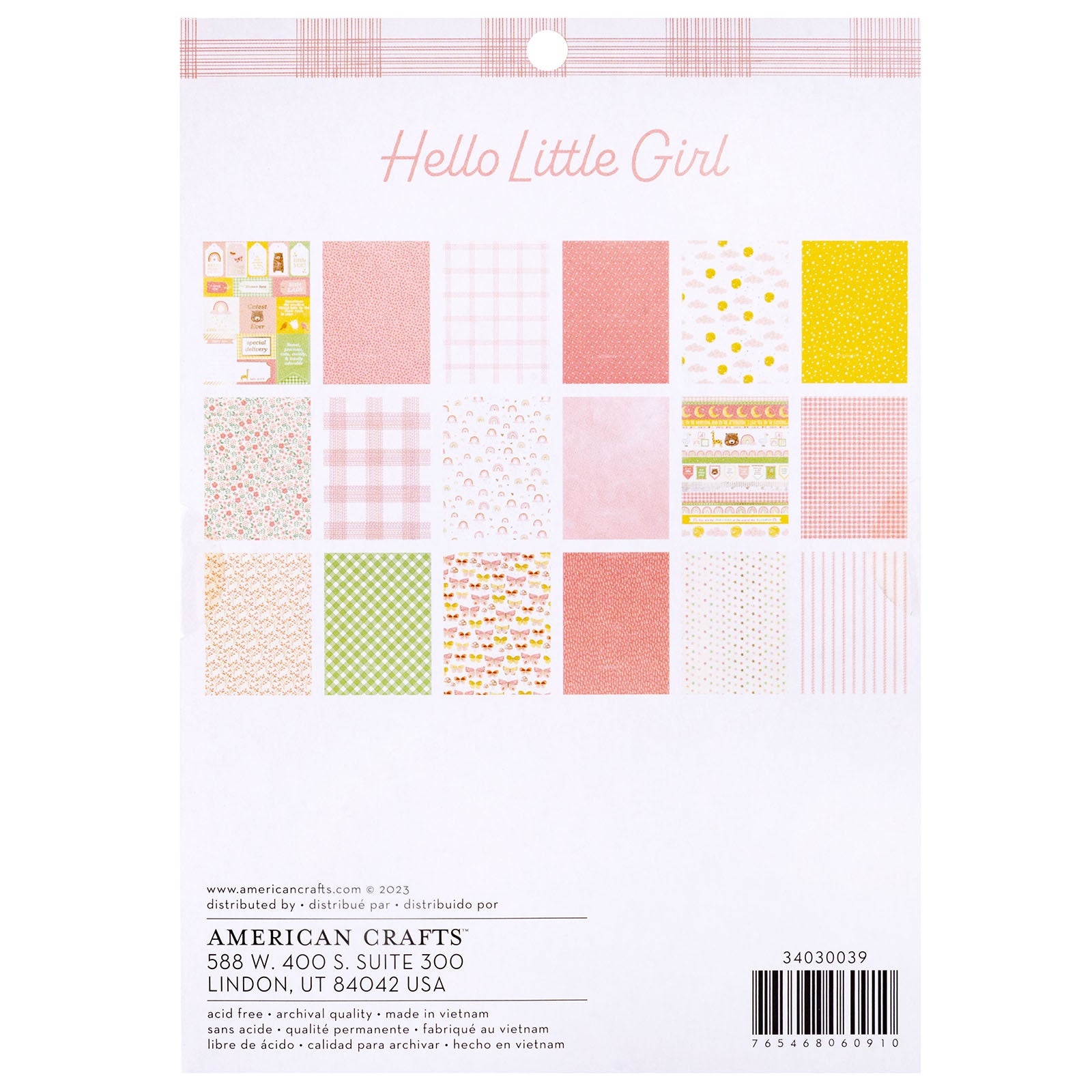 Hello Little Girl 6x8" Single-Sided Paper Pad with Gold Foil