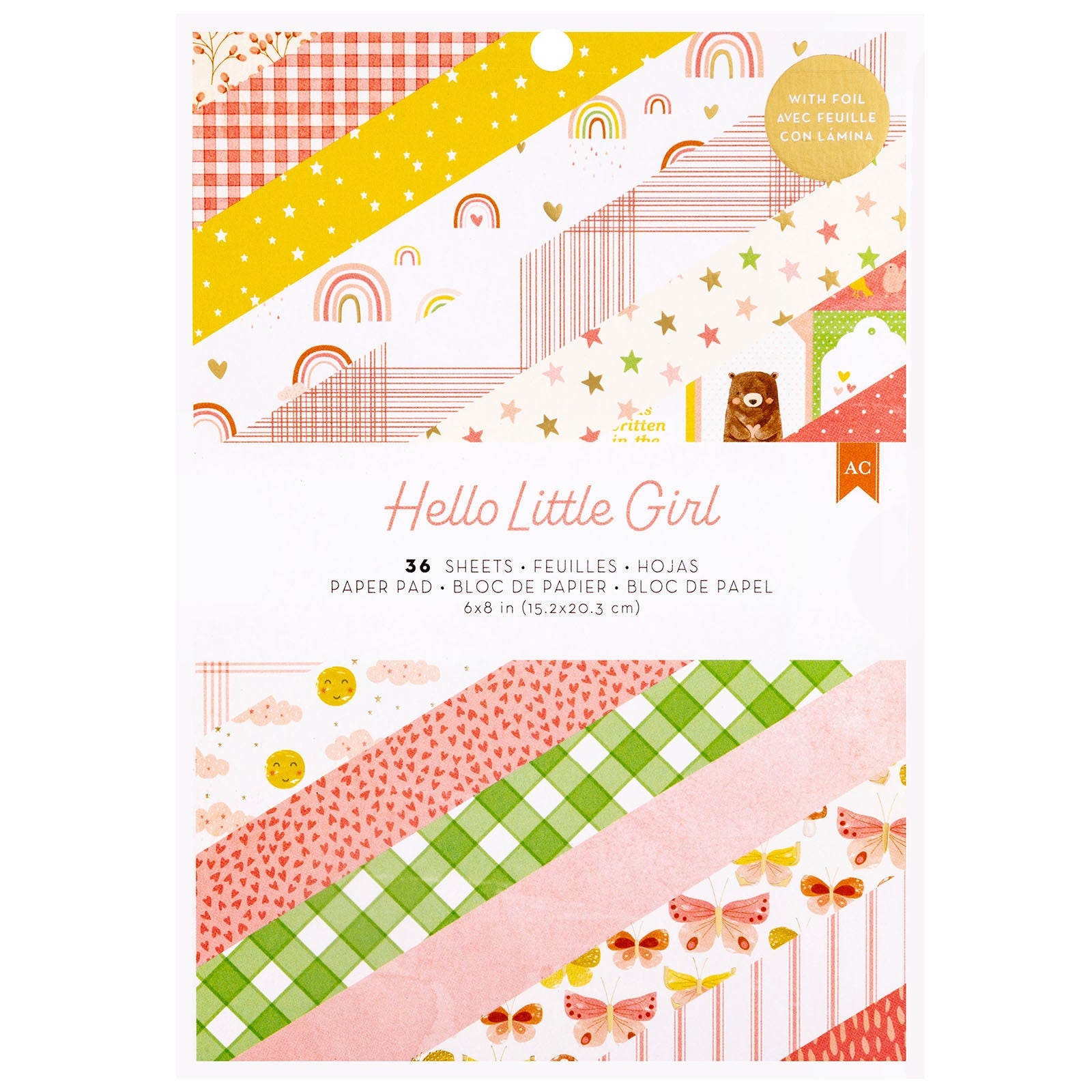Hello Little Girl 6x8" Single-Sided Paper Pad with Gold Foil