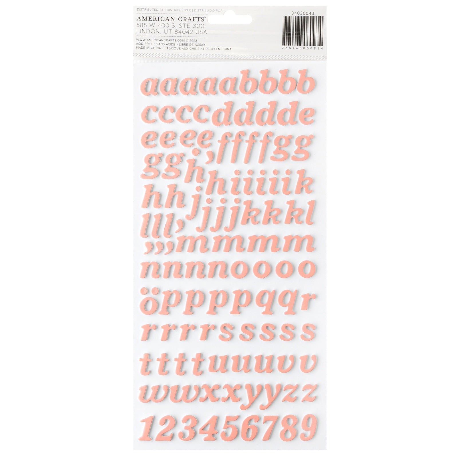 American Crafts Hello Little Girl Thickers Stickers - Alpha, 216 stickers