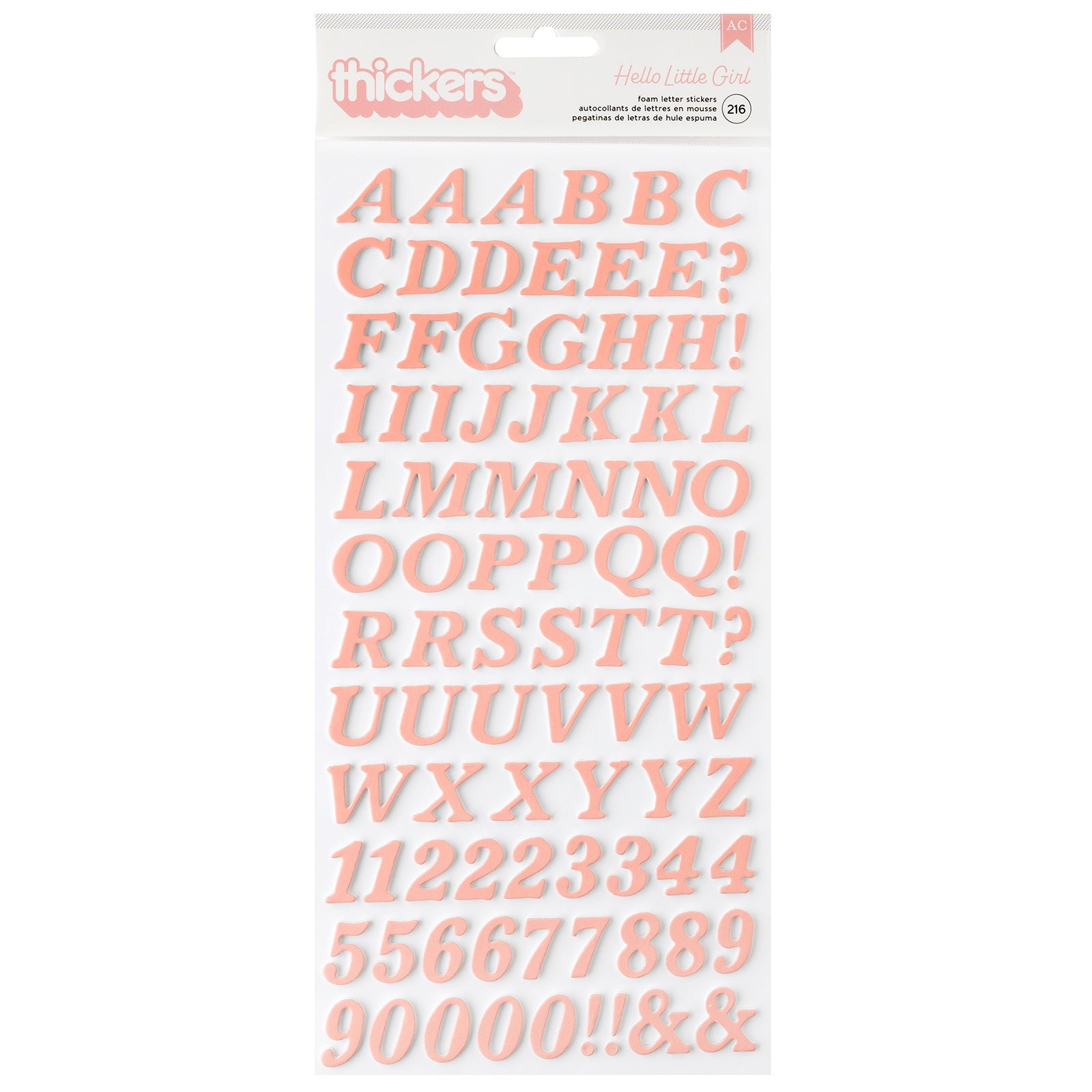 American Crafts Hello Little Girl Thickers Stickers - Alpha, 216 stickers