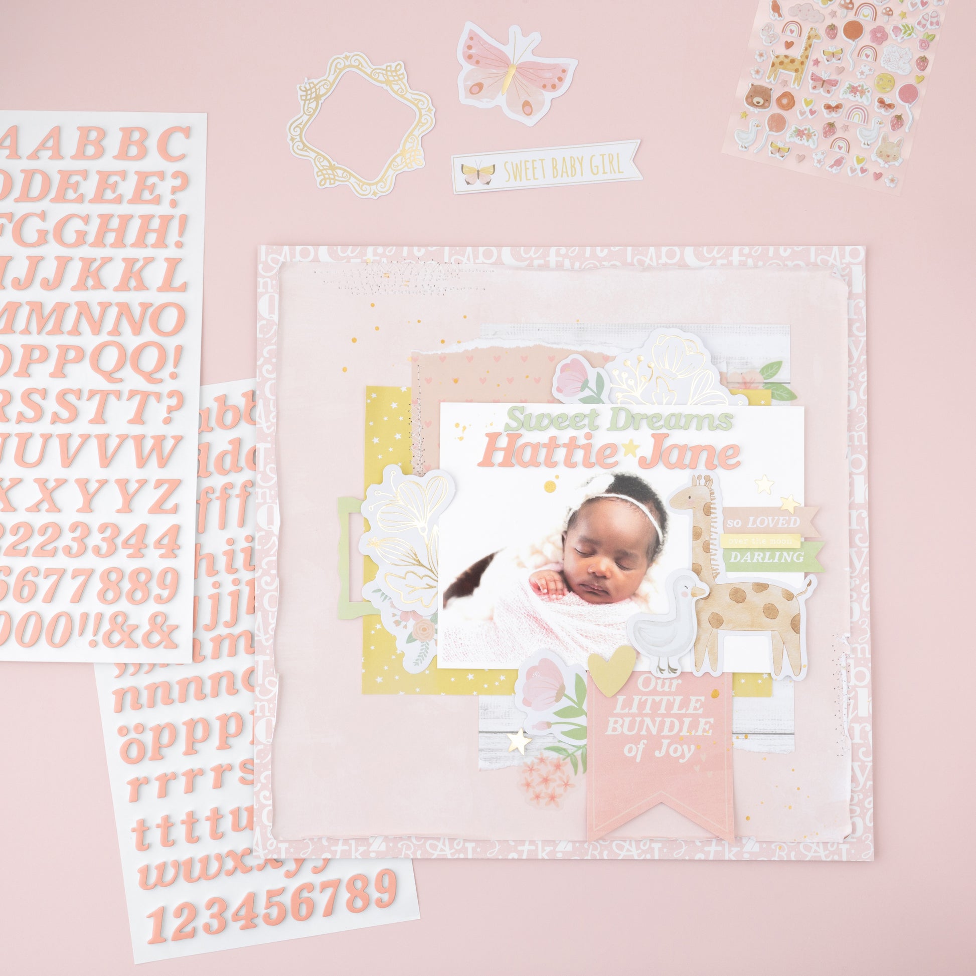 American Crafts Hello Little Girl Thickers Stickers - Alpha, 216 stickers