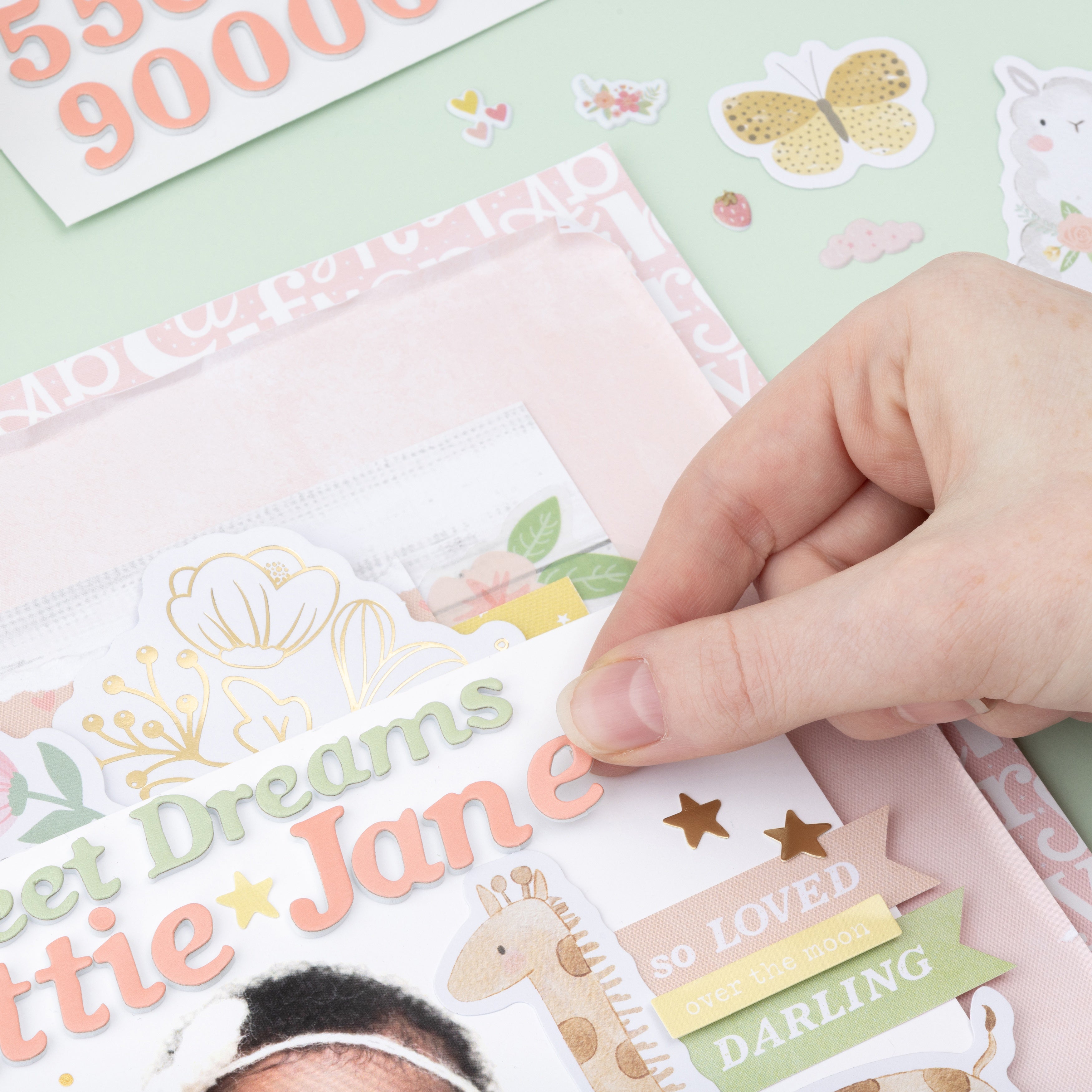 American Crafts Hello Little Girl Thickers Stickers - Alpha, 216 stickers