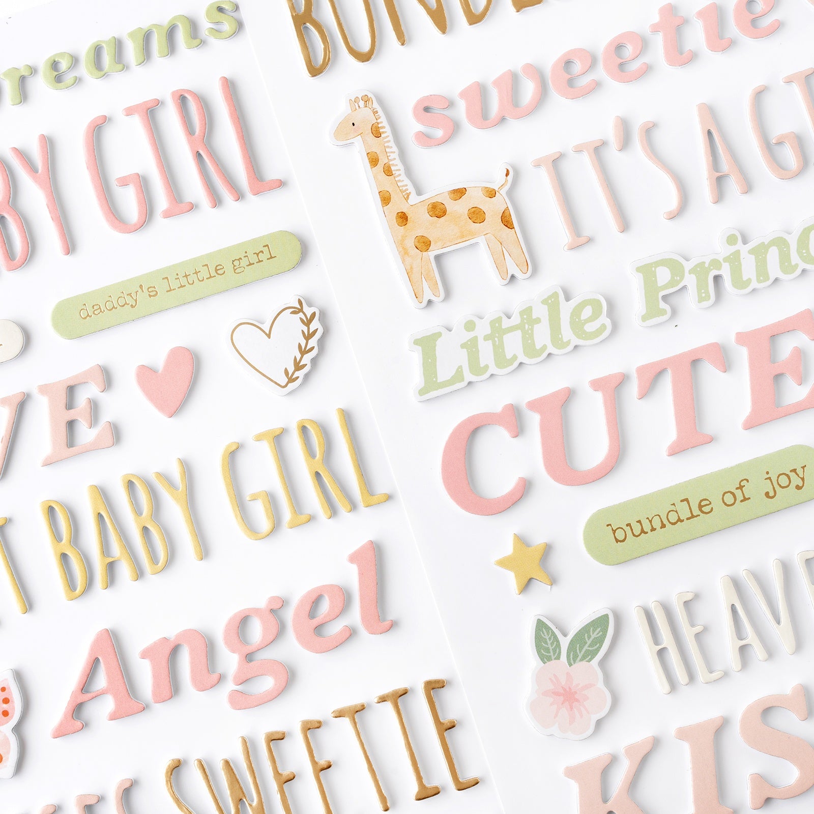 American Crafts Hello Little Girl Thickers Stickers - Phrases, 159 pieces