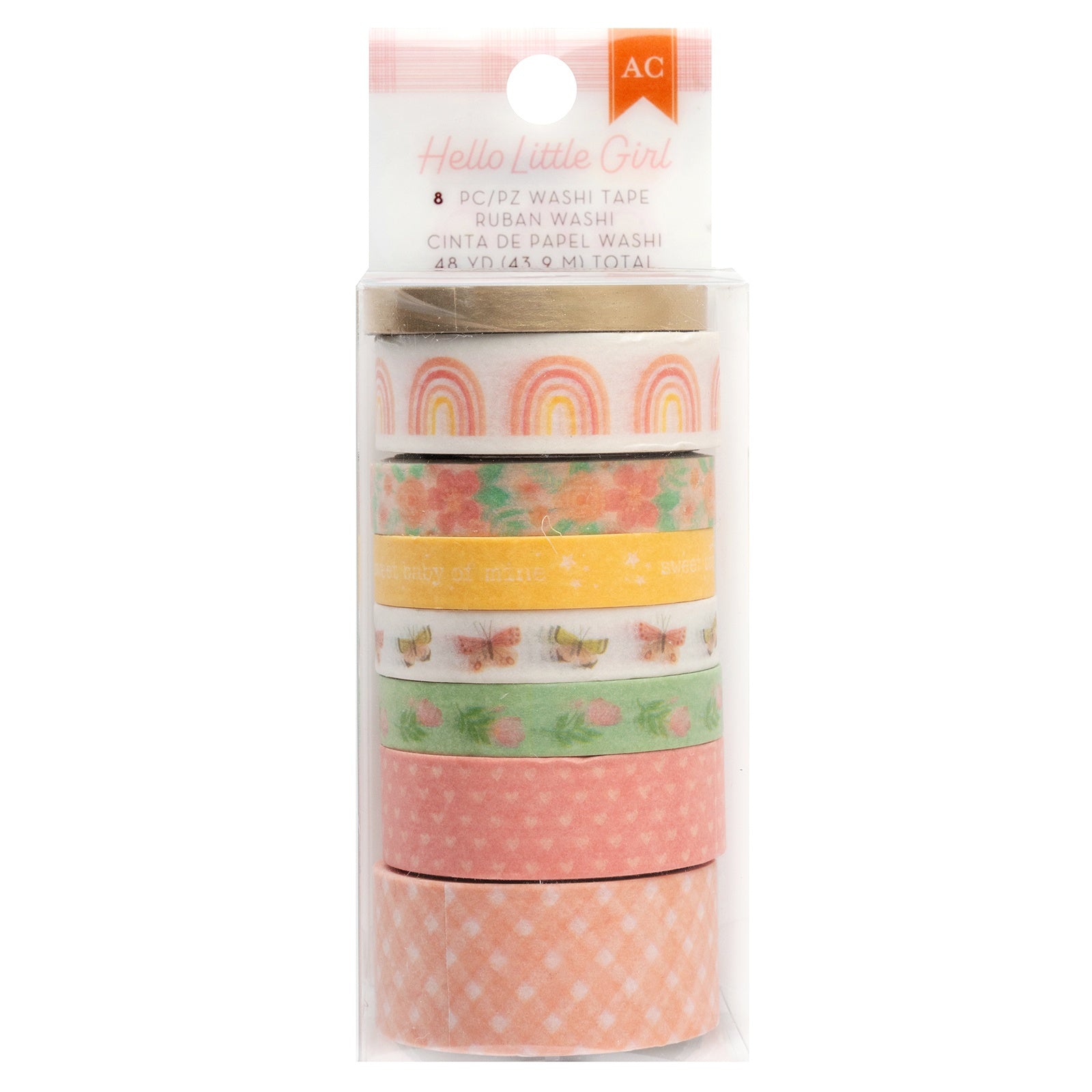 American Crafts Hello Little Girl Gold Foil Washi Tape - 8 Pack
