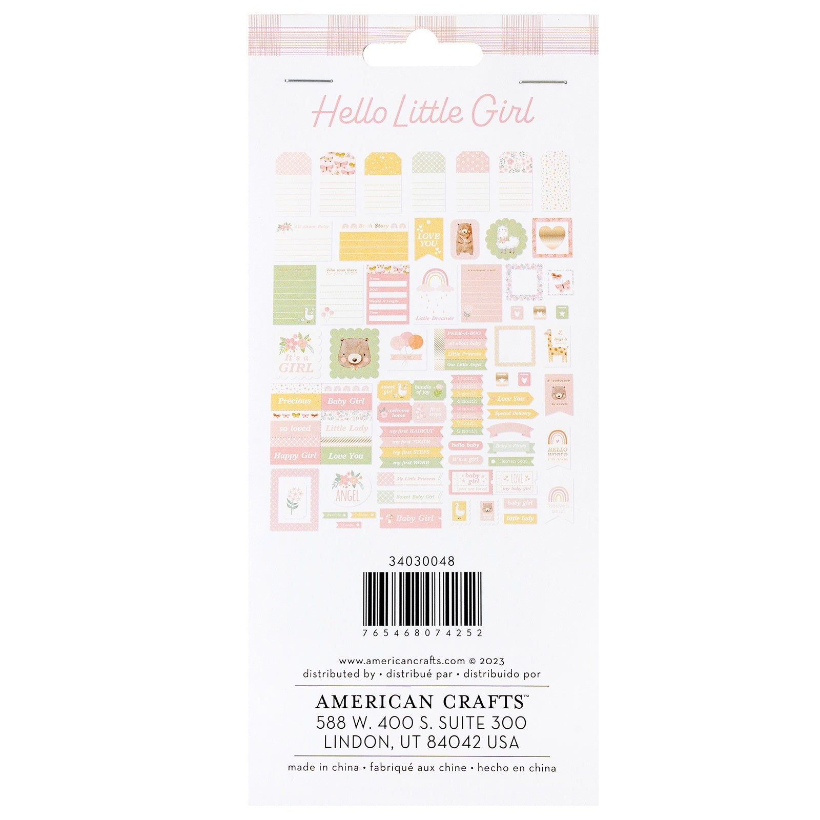 American Crafts Hello Little Girl Ephemera Die Cuts - Journaling, Gold Foil