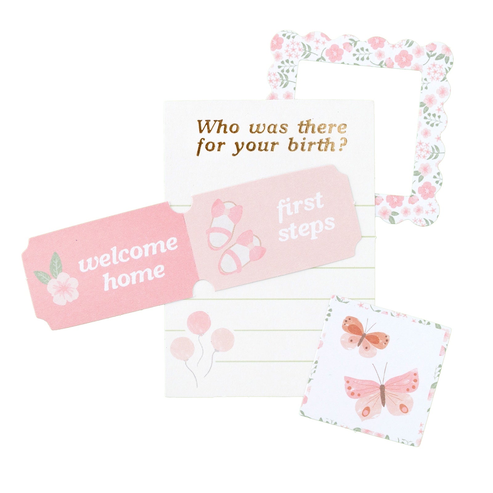 American Crafts Hello Little Girl Ephemera Die Cuts - Journaling, Gold Foil