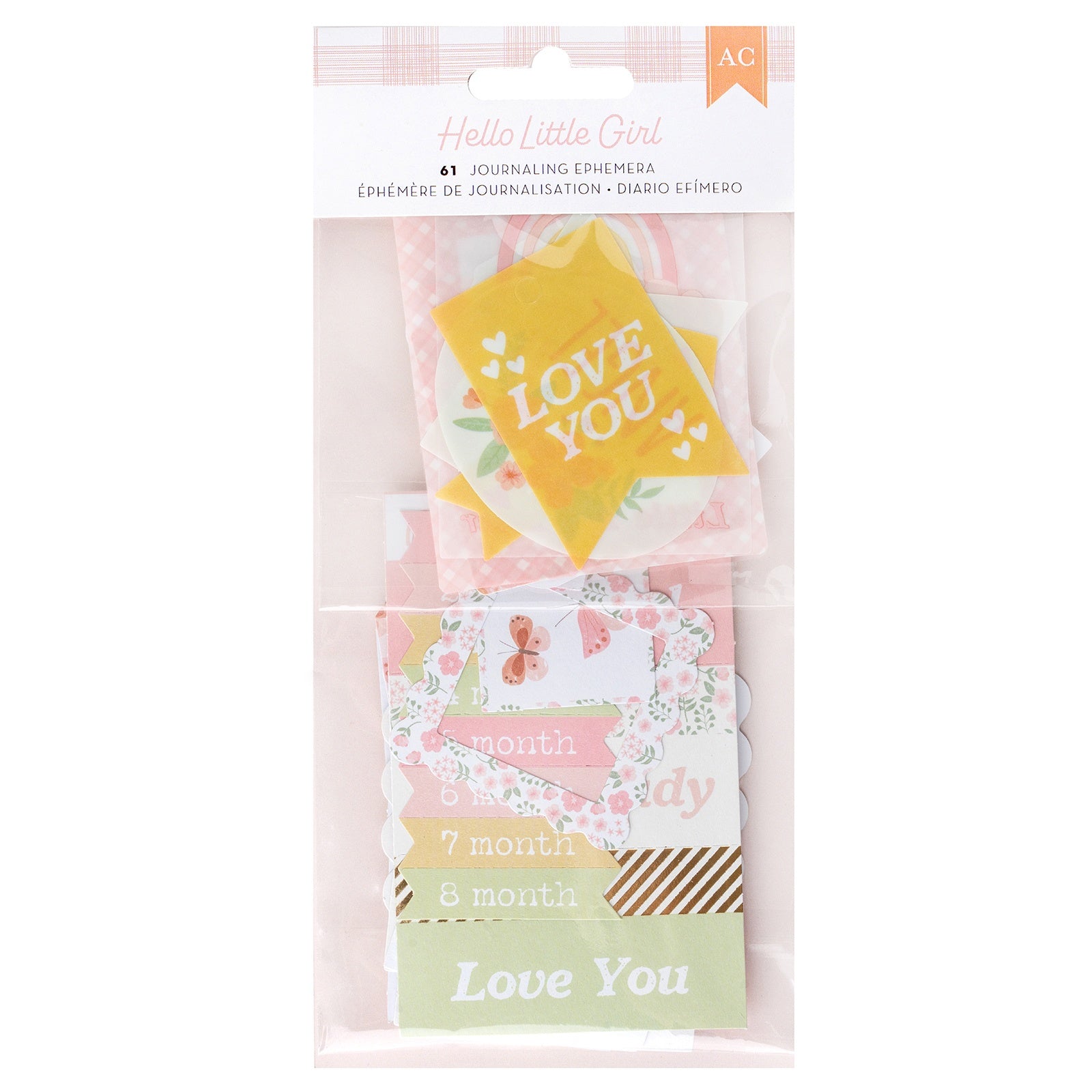 American Crafts Hello Little Girl Ephemera Die Cuts - Journaling, Gold Foil