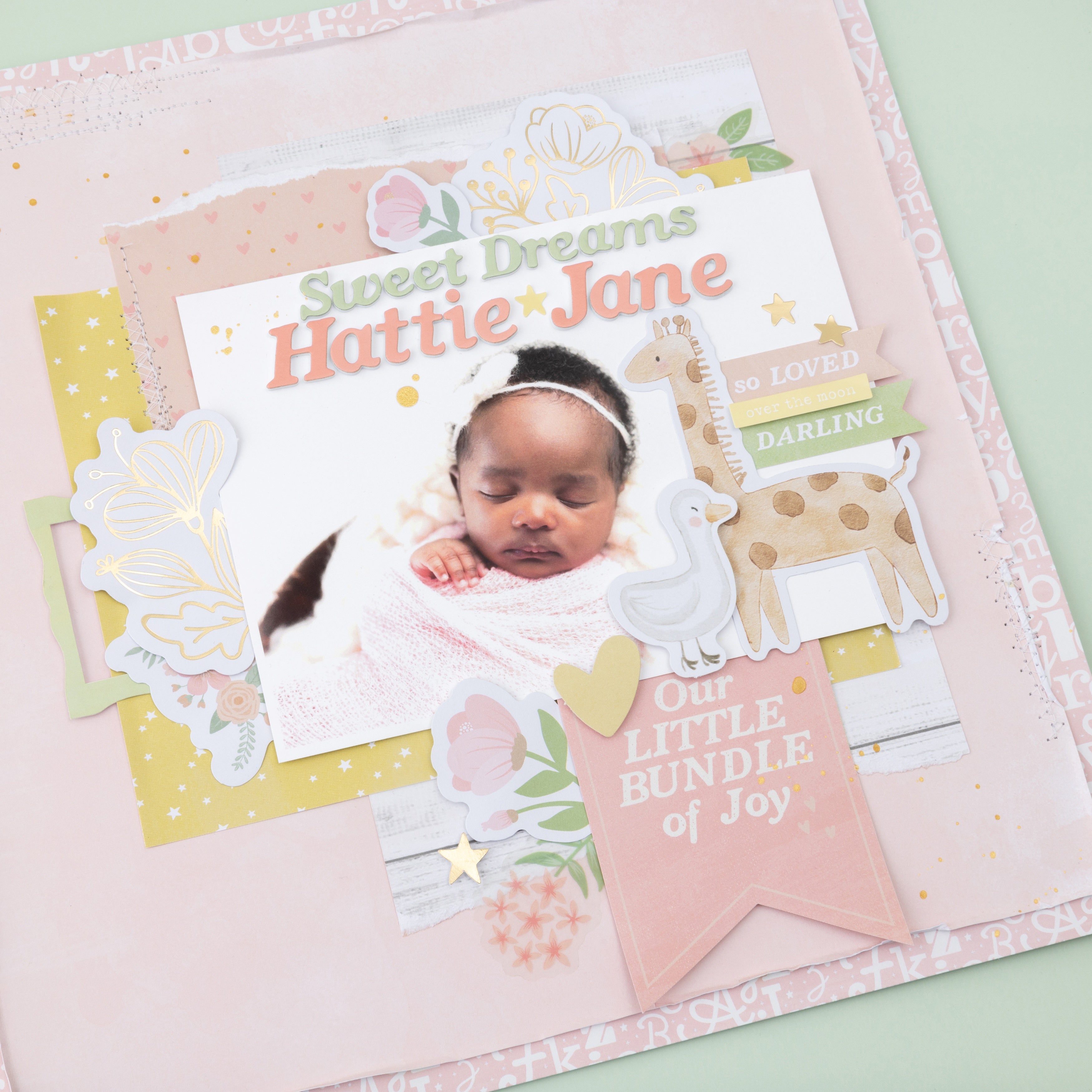 American Crafts Hello Little Girl Ephemera Die Cuts - Journaling, Gold Foil
