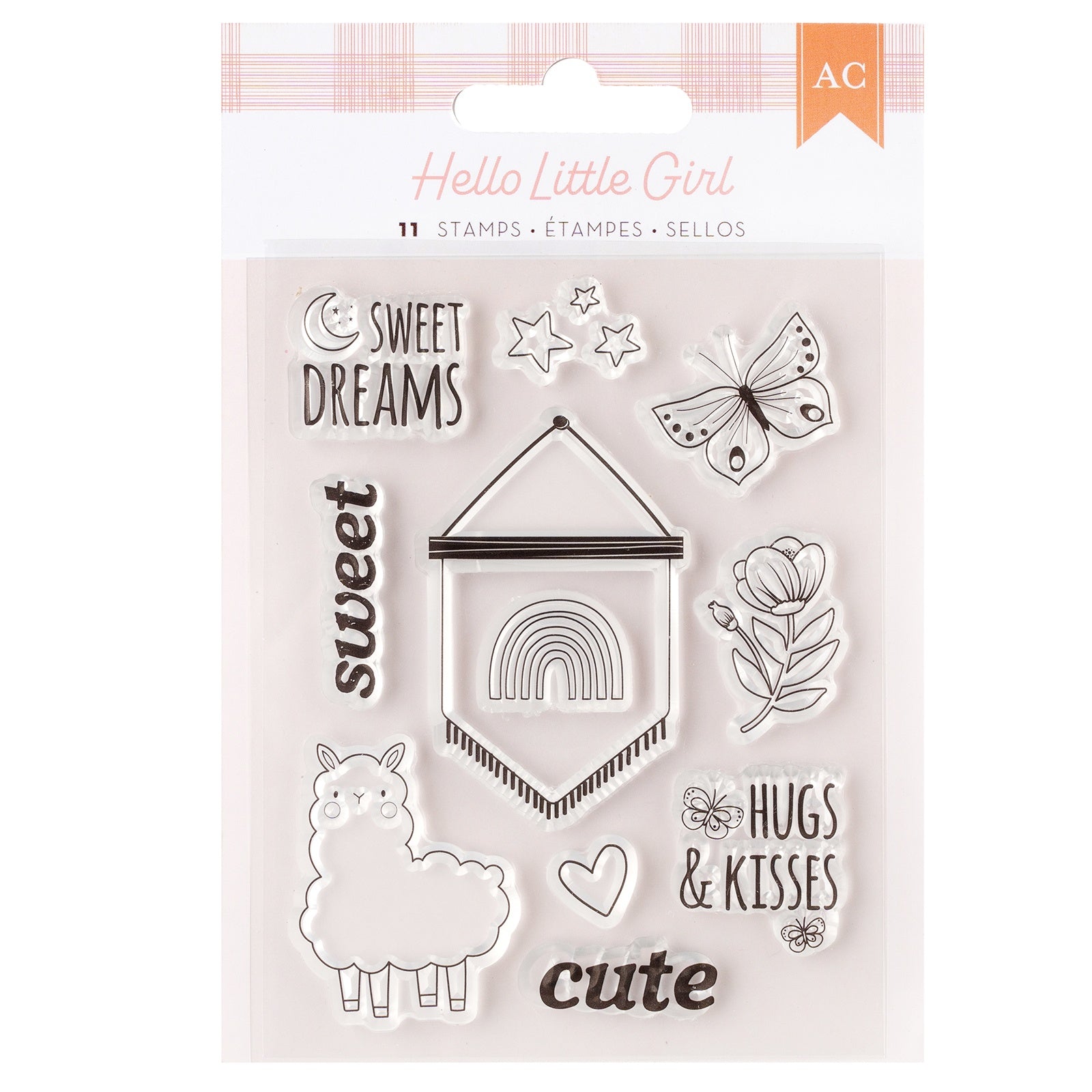 American Crafts Hello Little Girl Mini Stamp Set