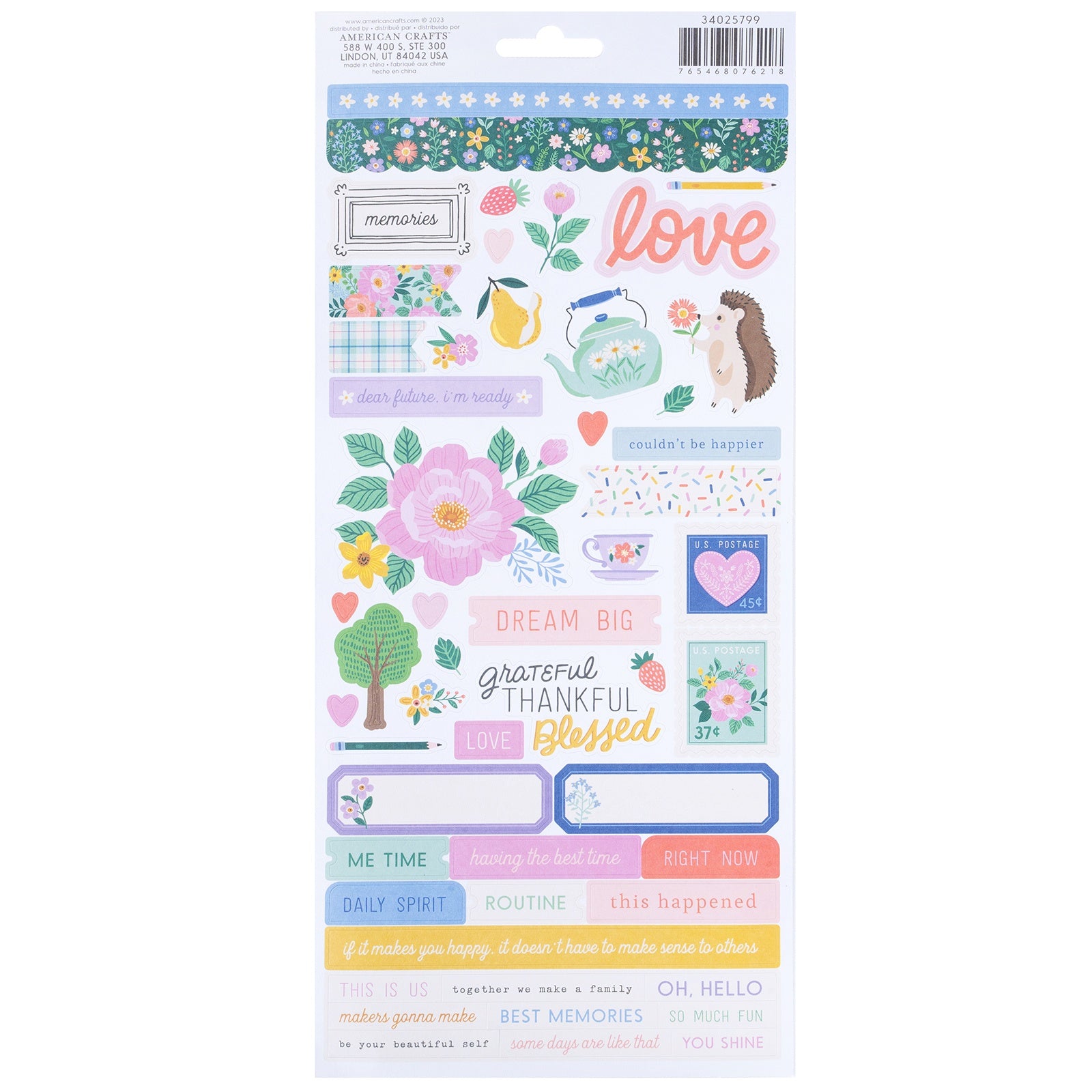 American Crafts Cardstock Stickers - Poppy And Pear, 102 pieces