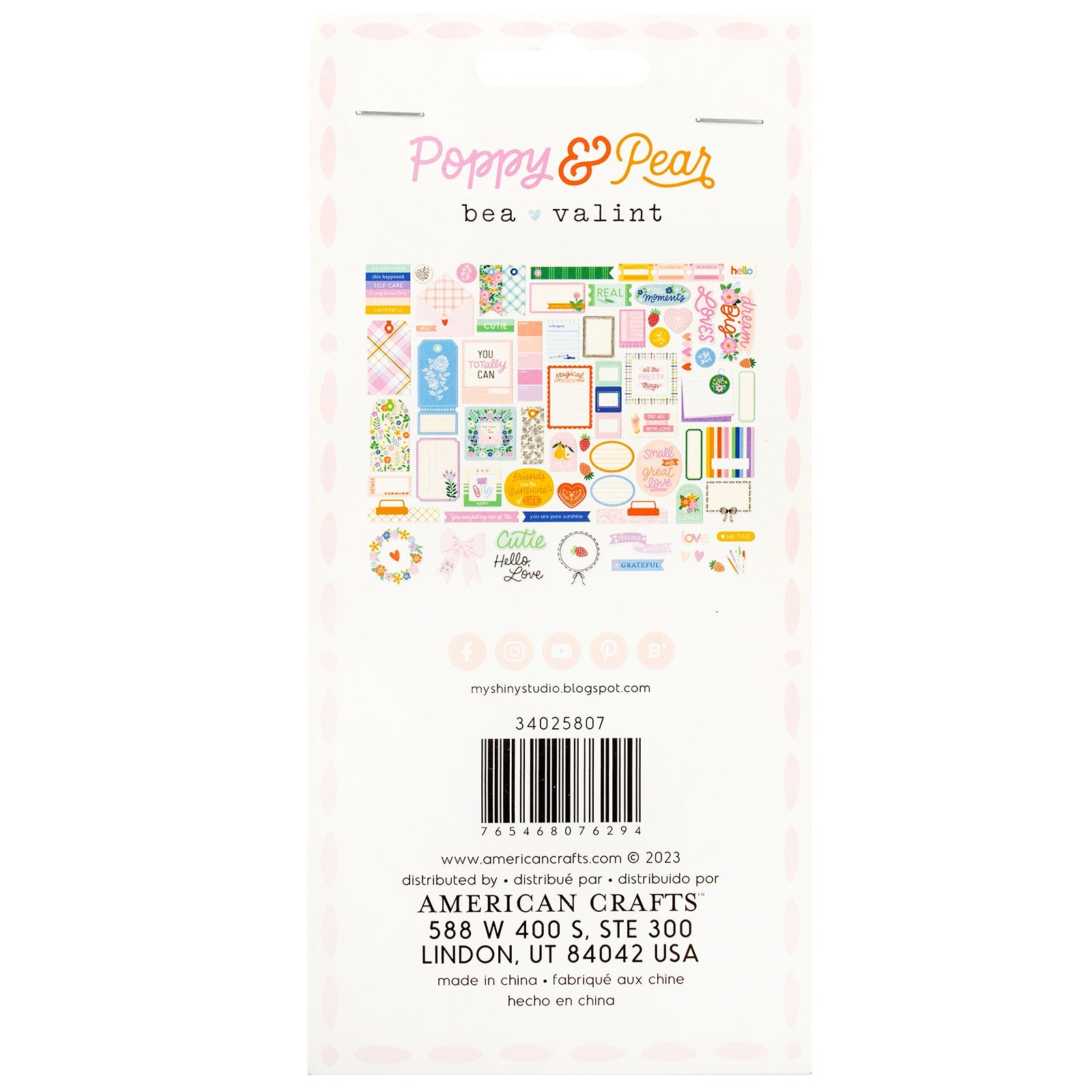 American Crafts Poppy And Pear Ephemera - Journaling Die-Cuts, 72 pieces